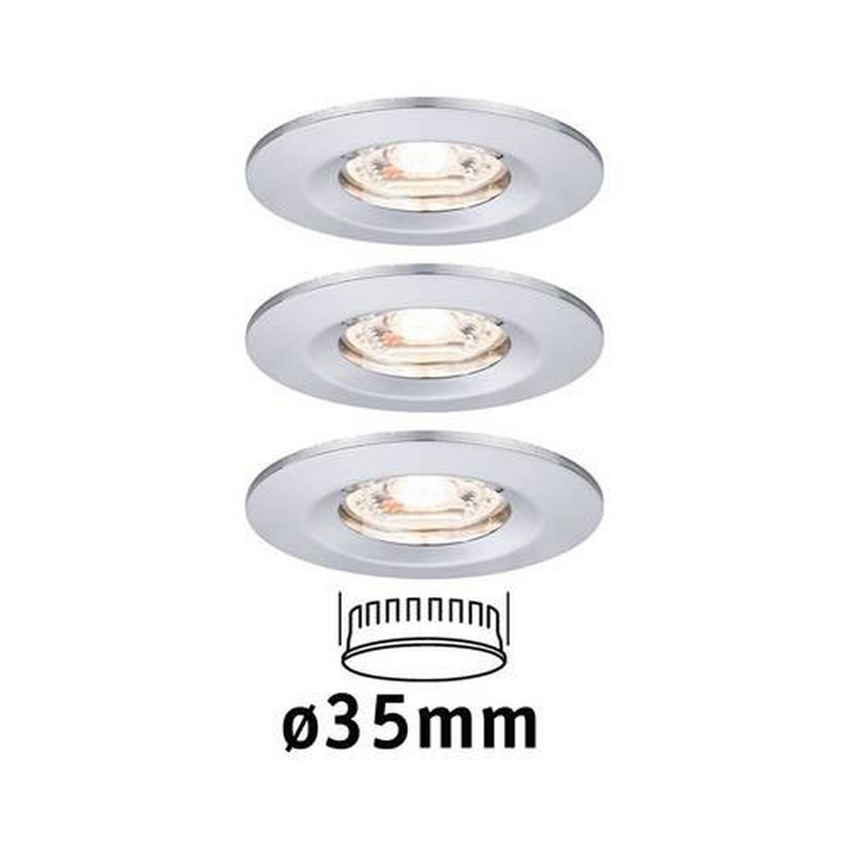 LED-Deckenleuchte Ø 6,5 cm 3er-Set Alufarben Rund - Chromfarben/Alufarben, Basics, Metall (6,5cm) - Paulmann