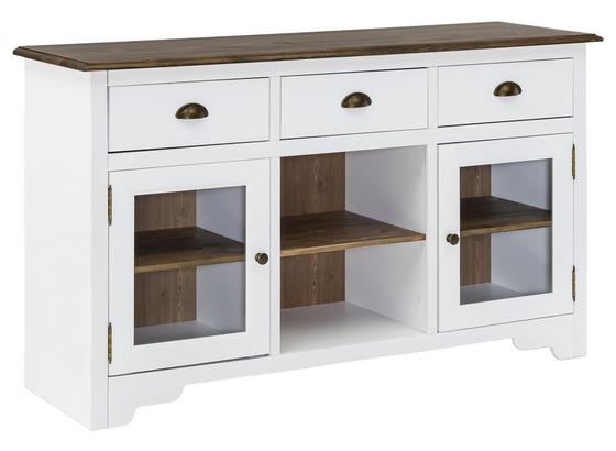 Sideboard Mayla B: ca. 140 cm - Transparent/Weiß, ROMANTIK / LANDHAUS, Glas/Holz (140/85/45cm) - Carryhome Sideboard Mayla B: ca. 140 cm - Transparent/Weiß, ROMANTIK / LANDHAUS, Glas/Holz (140/85/45cm) - Carryhome