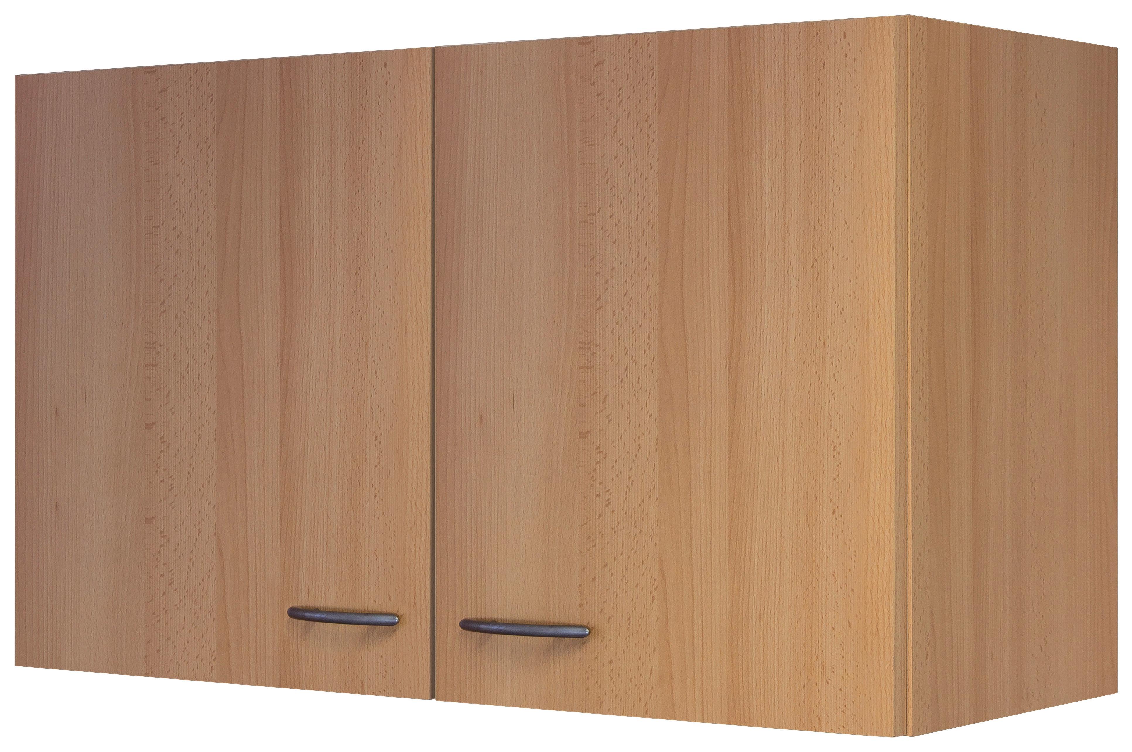 Horní kuchyňská skříňka NANO H100 - barvy buku/barvy nerez oceli, Moderní, kompozitní dřevo/plast (100/54/32cm)