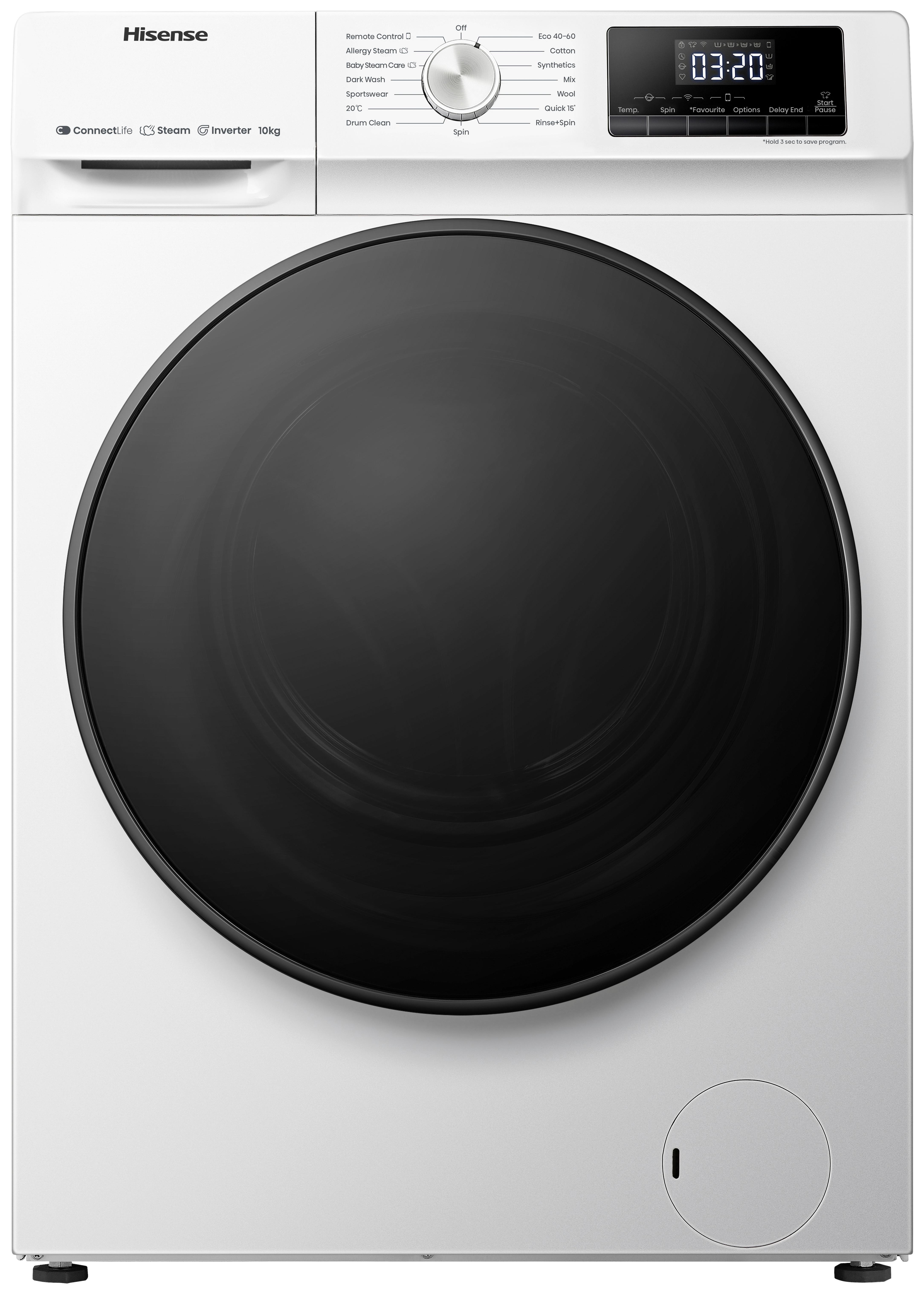 Waschmaschine Wfqa1014evjmw 10 Kg 1400 U/min - Schwarz/Weiß, Basics, Kunststoff/Metall (60/85/61cm) - Hisense
