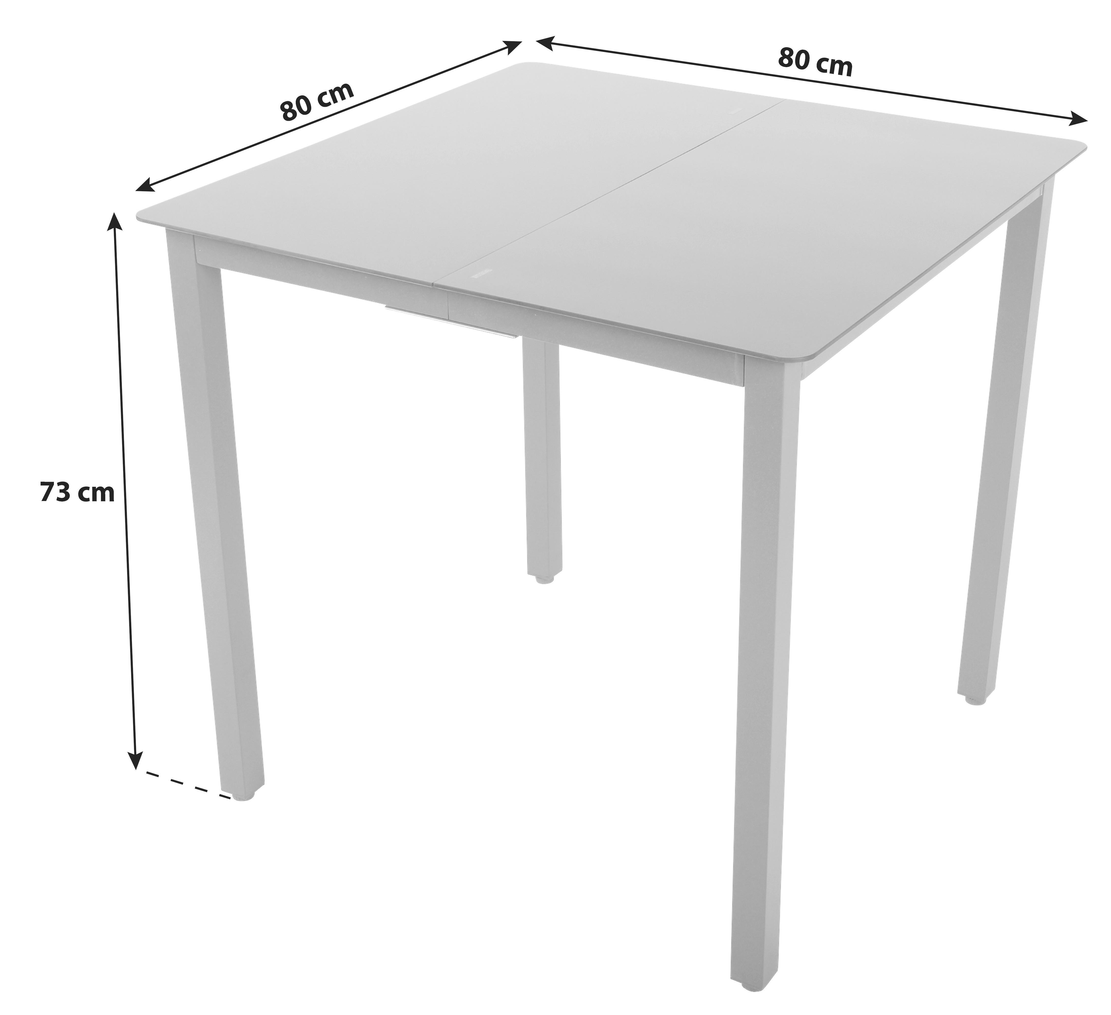 Gartentisch Aluminium/glas L 80 Cm - Schwarz, Basics, Glas/Metall (80/73/80cm) - MID.YOU
