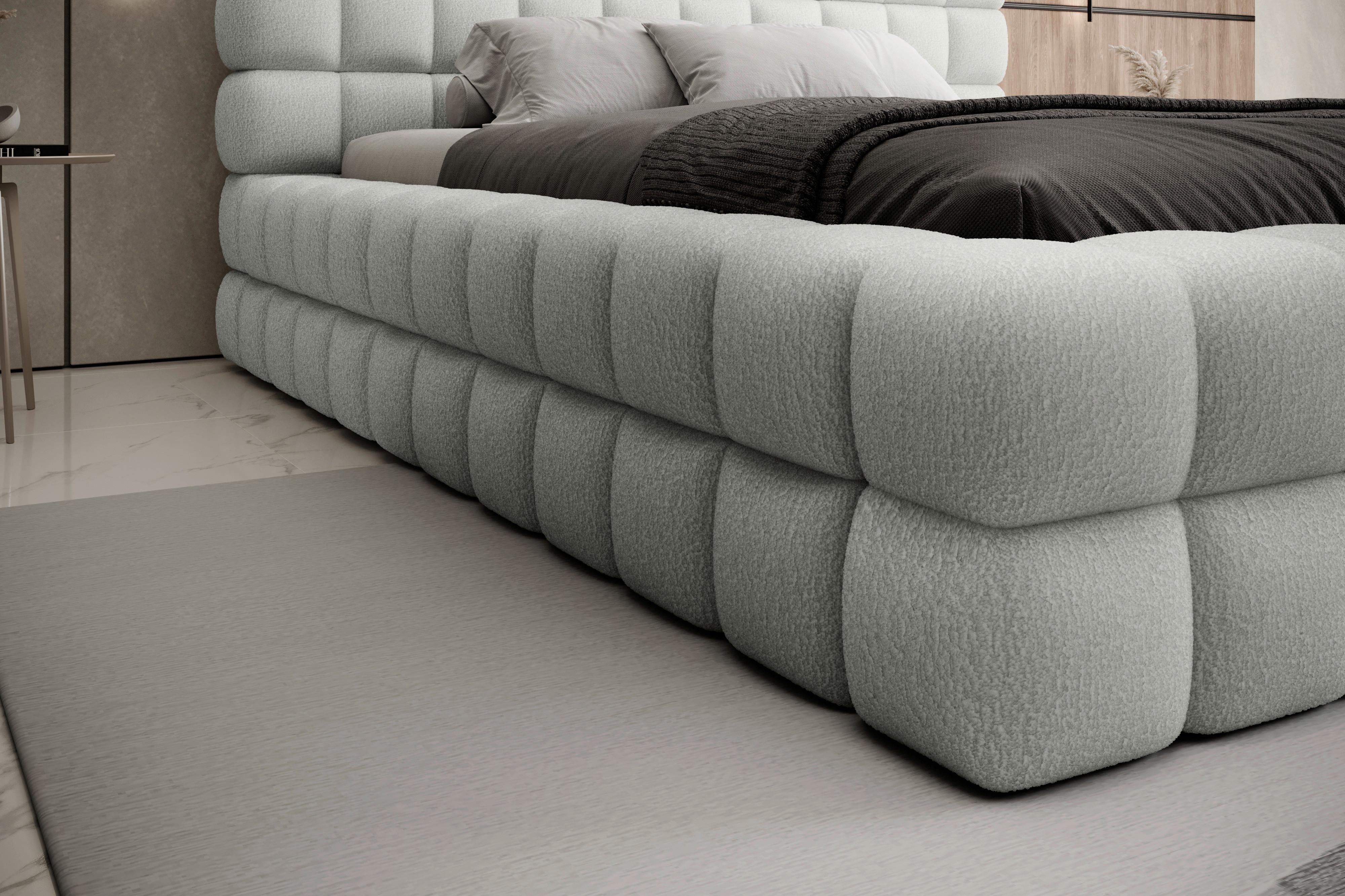 Polsterbett Dizzle Creme Lf: 180x200 cm - Creme/Schwarz, MODERN, Holz/Textil (180/200cm) - MID.YOU