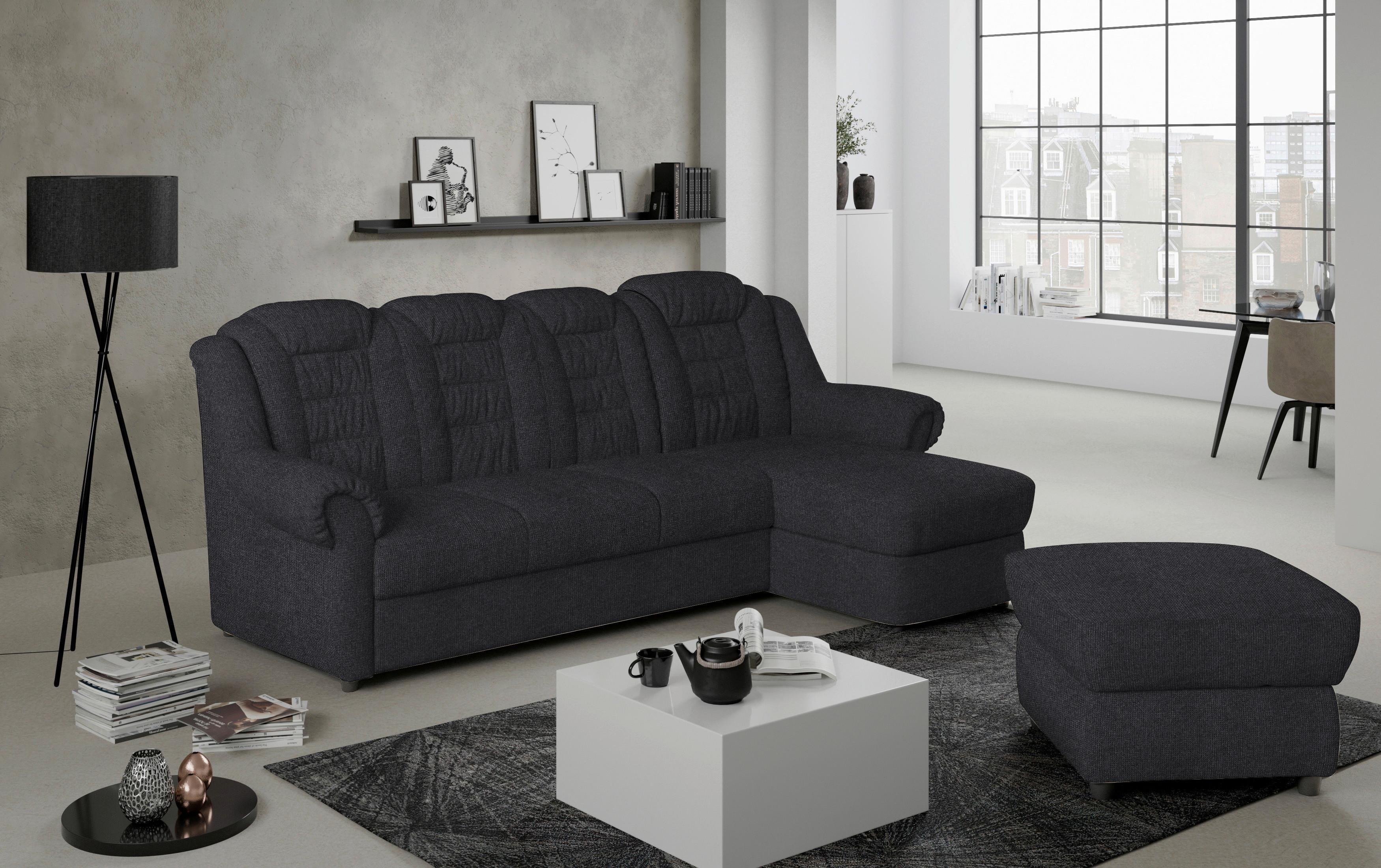 Ecksofa Boston Schwarz Chenille - Schwarz, KONVENTIONELL, Textil (262/165cm) - Livetastic