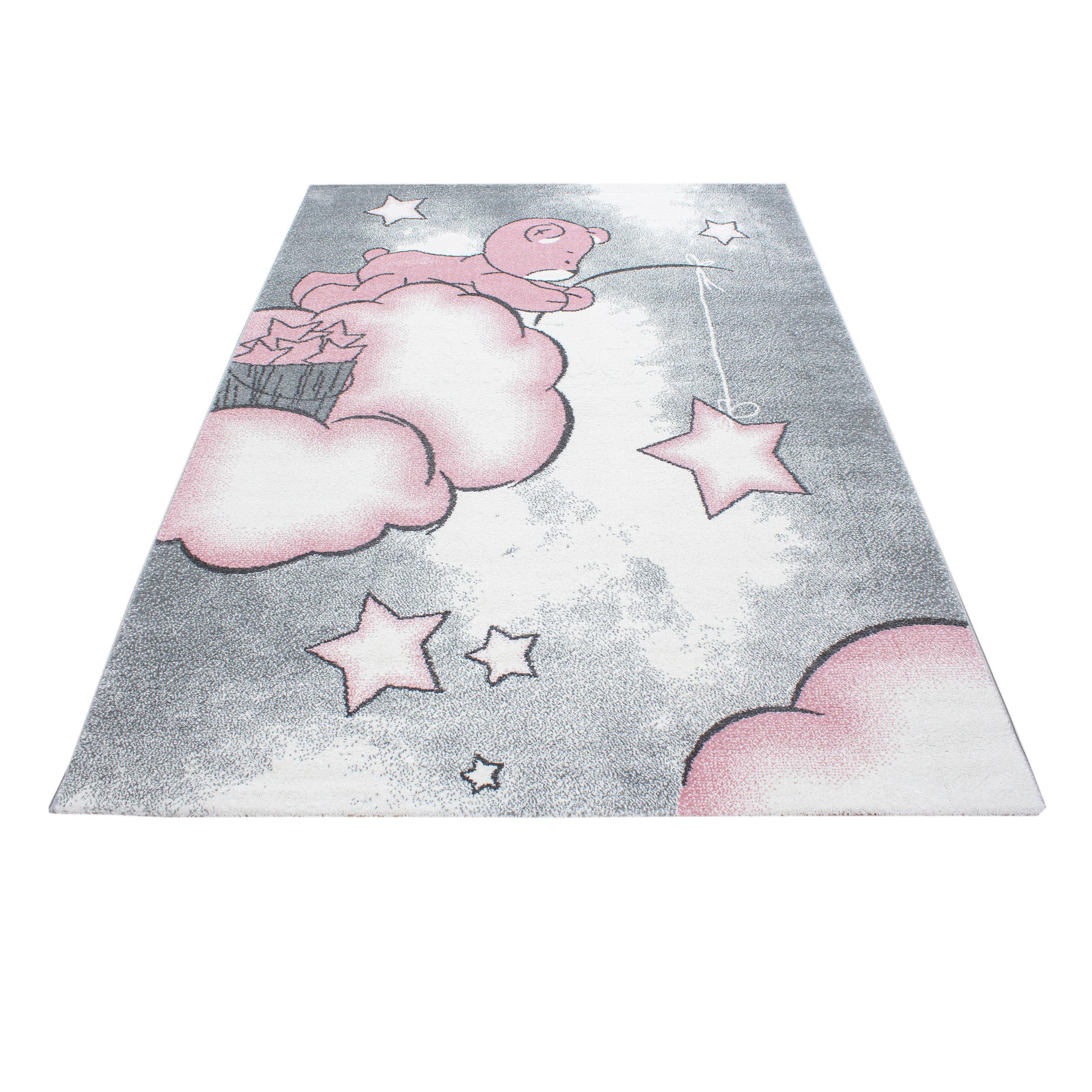 Kinderteppich Bär Grau/Weiß/Pink Kids 80x150 cm - Pink/Weiß, Trend, Textil (80/150cm)