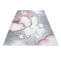 Kinderteppich Bär Grau/Weiß/Pink Kids 80x150 cm - Pink/Weiß, Trend, Textil (80/150cm)