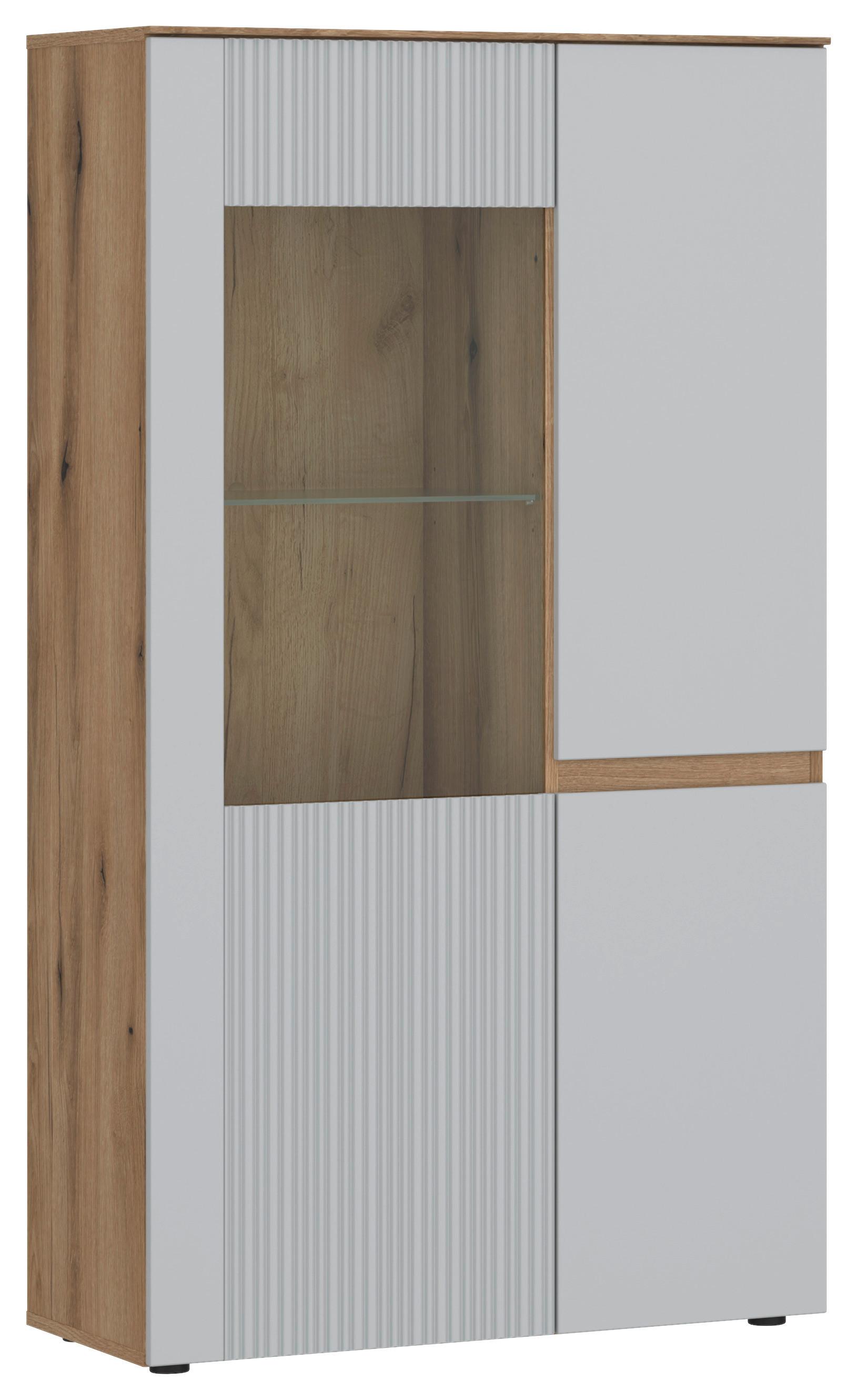 VITRÍNA MANILLA - barvy dubu/černá, Moderní, kompozitní dřevo/plast (85/152,3/40cm)