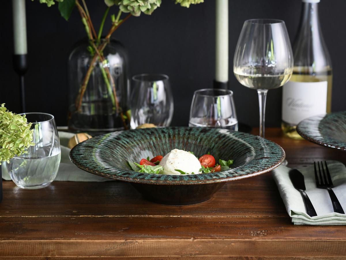 Gourmetteller Allegra Schwarz/Grün, Ø 30,5 cm - Dunkelgrün/Schwarz, Basics, Keramik (30,5cm) - Creatable