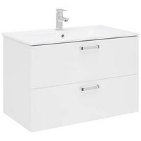 Waschbecken mit Unterschrank B: 81 cm Weiß - Weiß Hochglanz/Weiß, KONVENTIONELL, Keramik/Holzwerkstoff (81/56/46,5cm) - Ondega