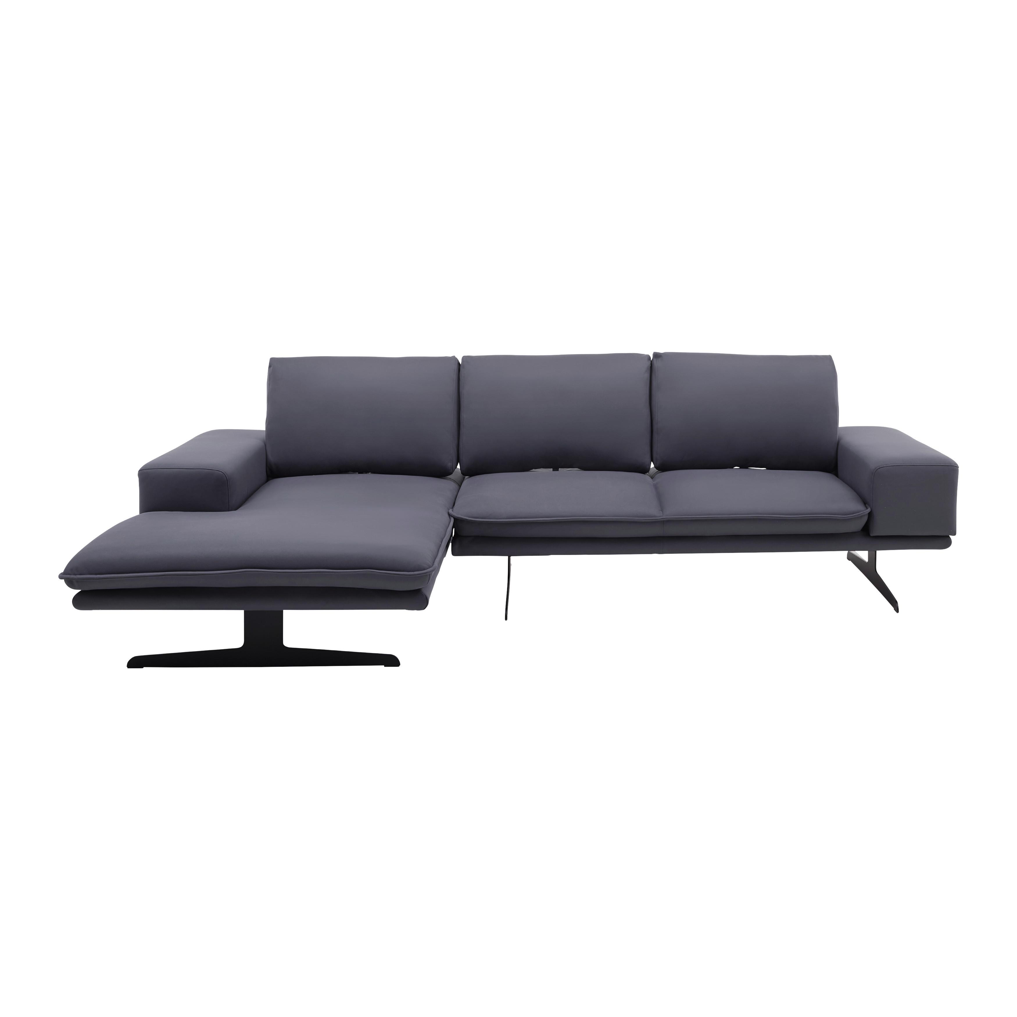 Sedací souprava LARISSA modrá - šedá/černá, Moderní, kov/textil (290/82/160cm) - Bessagi Home
