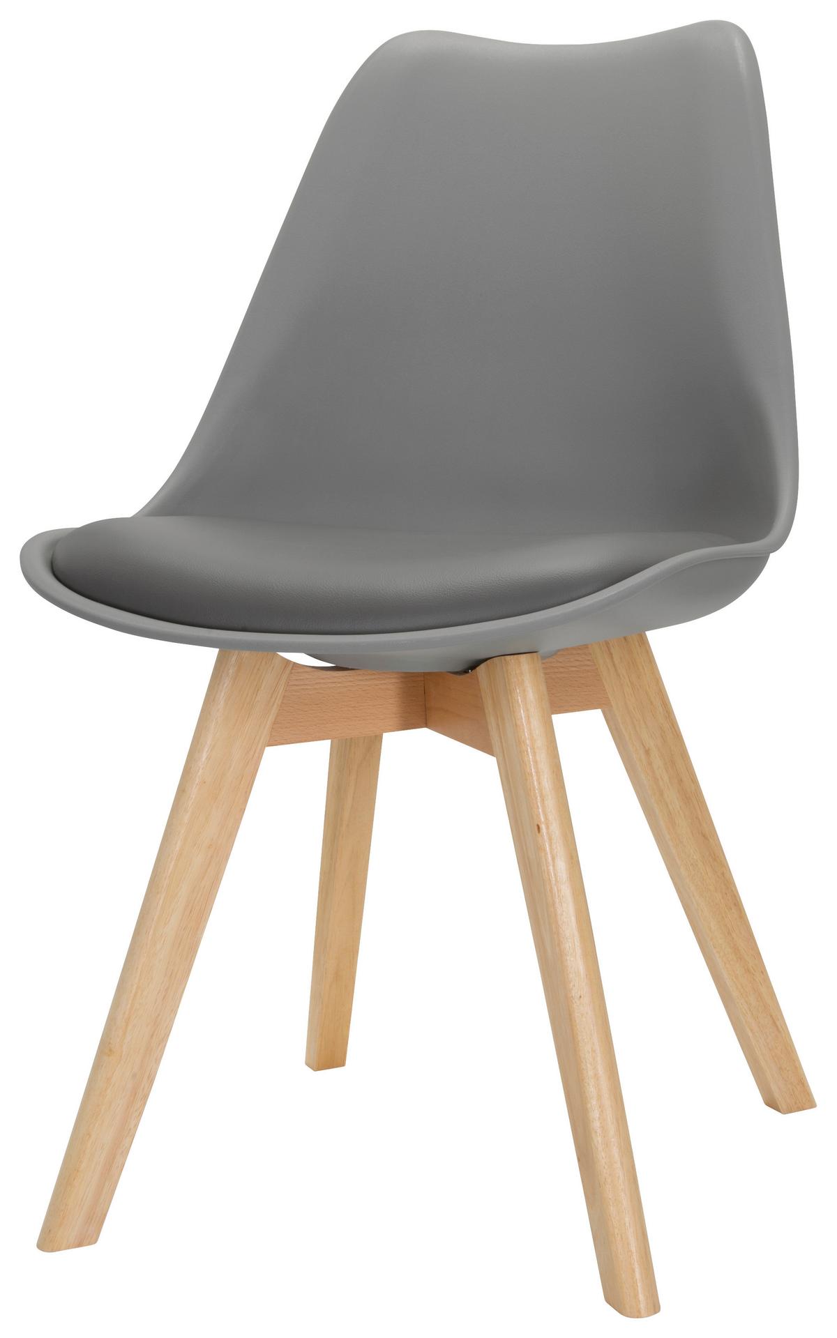 Stuhl-Set 4er Scandi Grau/Buchefarben - Buchefarben/Grau, MODERN, Holz/Kunststoff (48/87/56cm) - MID.YOU