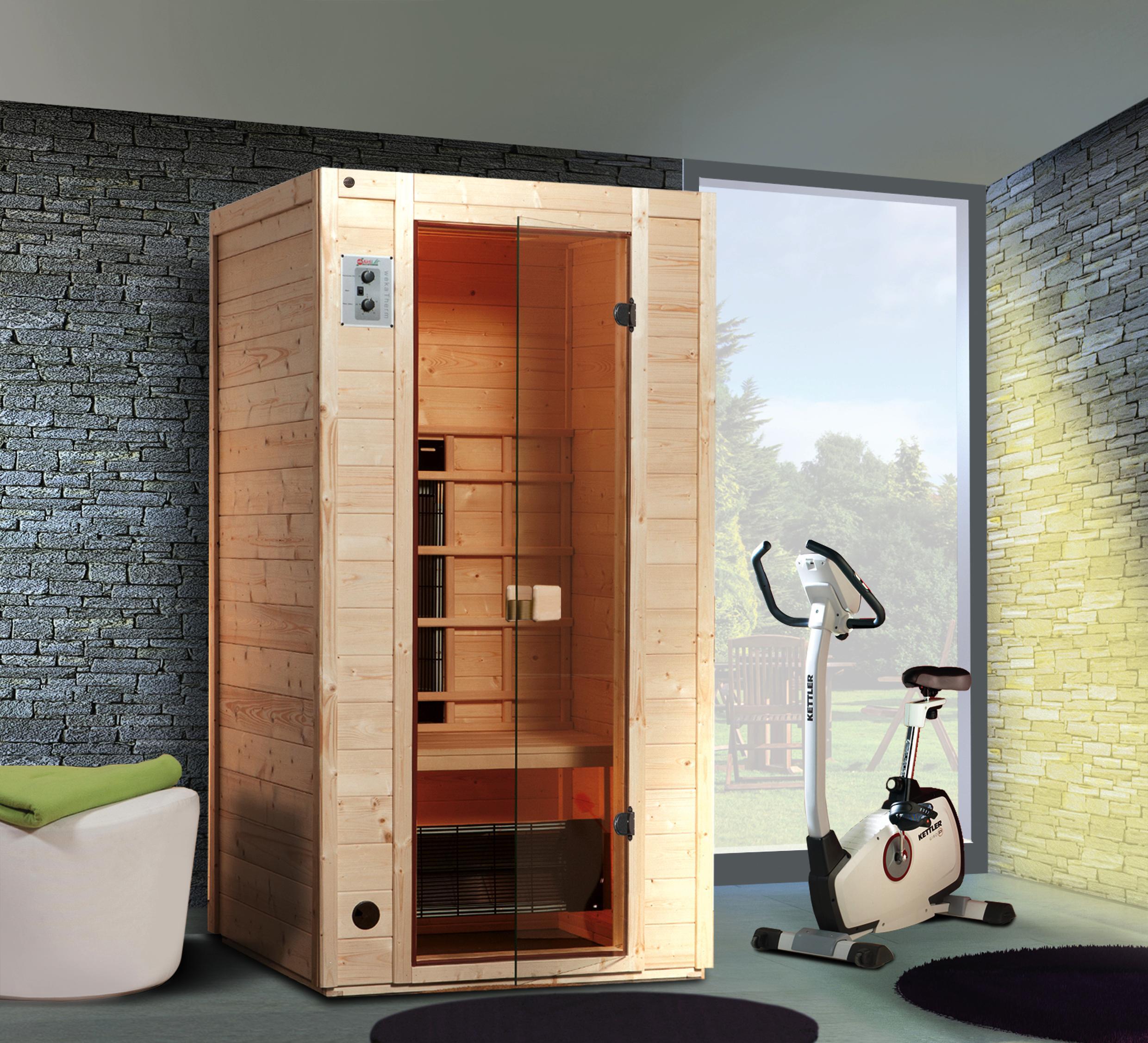 Infrarotkabine Vaala 1 102x100 - Fichtefarben, MODERN, Glas/Holz (102/196/100cm)