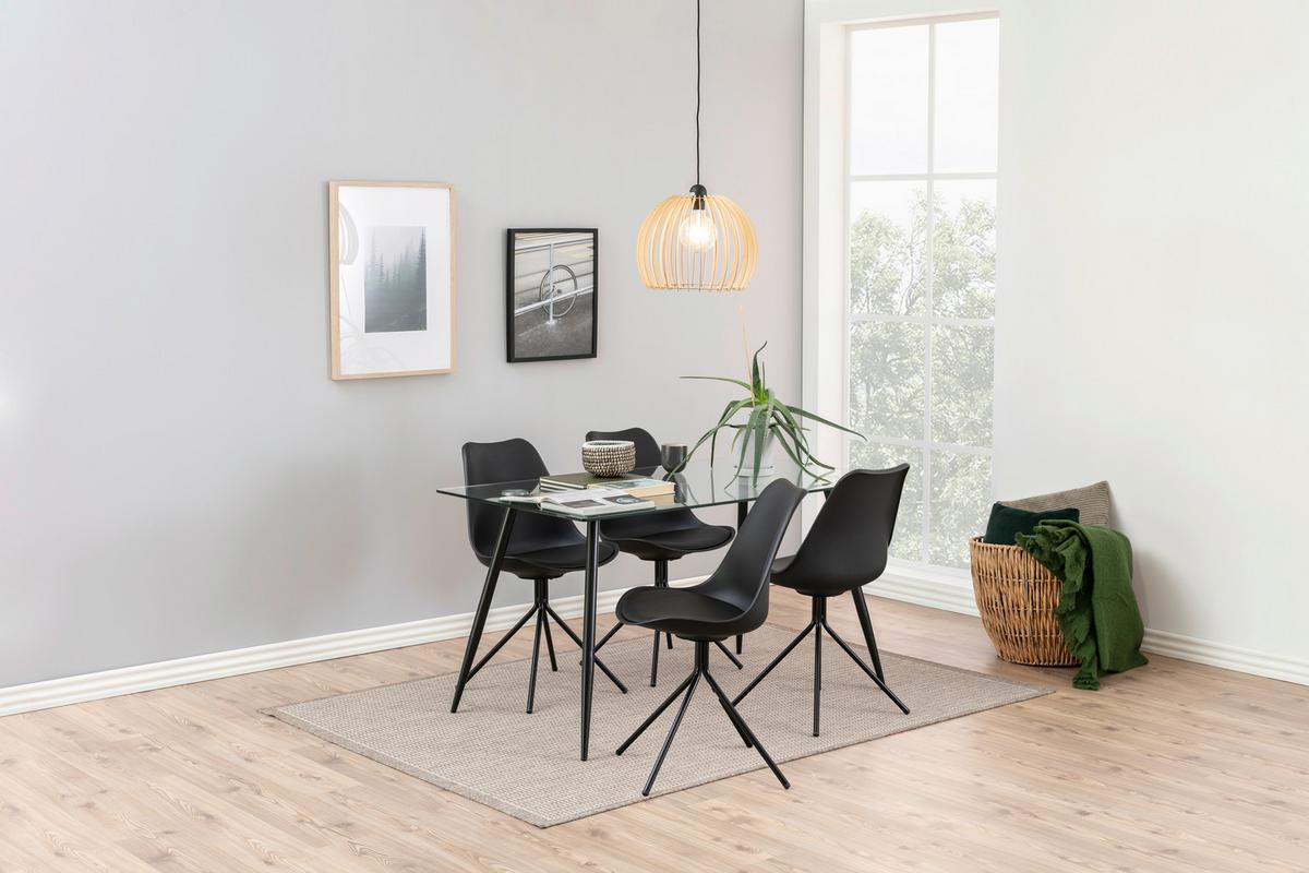 Esstisch Wilma 140x80cm Klarglas - Klar/Schwarz, MODERN, Glas/Metall (140/80/75cm) - MID.YOU