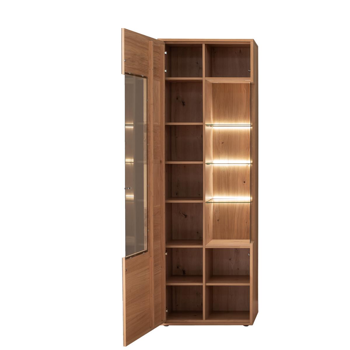 Wohnkombination Teilmassiv 3tlg. Valencia Anthrazit - Eiche Bianco/Anthrazit, Design, Glas/Holz (258/207/50cm) - MID.YOU