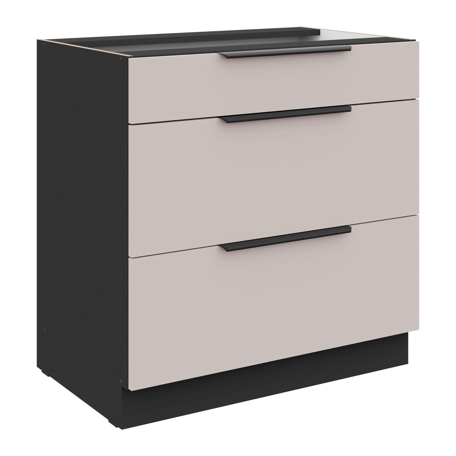 Konyhai Alsószekrény Arona 80/82cm - bézs/fekete, Modern, faalapú anyag/fém (80/82/52cm)