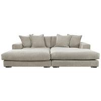 Ecksofa Funny Links mit Hocker Hellgrau, Schenkel: 195x285 cm - Hellgrau/Schwarz, Basics, Textil (195/285cm) - Livetastic