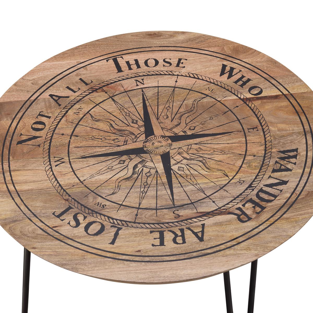 Konferenční stolek NAVIS mangové dřevo - černá/přírodní barvy, Natur, kov/dřevo (70/70/45cm) - Mömax