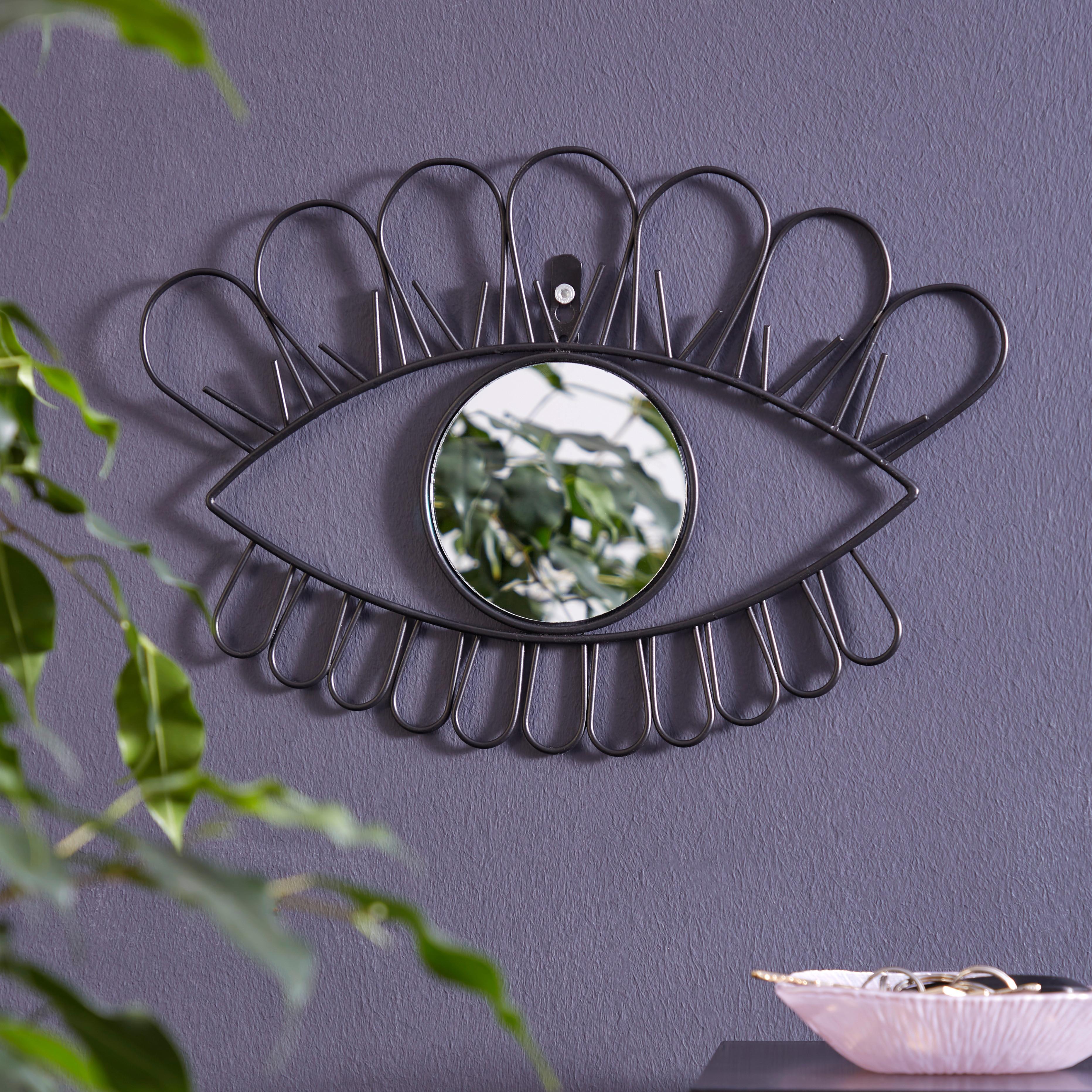 Dekospiegel Eye Metall/Glas BxH: 33x23 cm - Schwarz, Basics, Glas/Metall (33/23cm) - Luca Bessoni