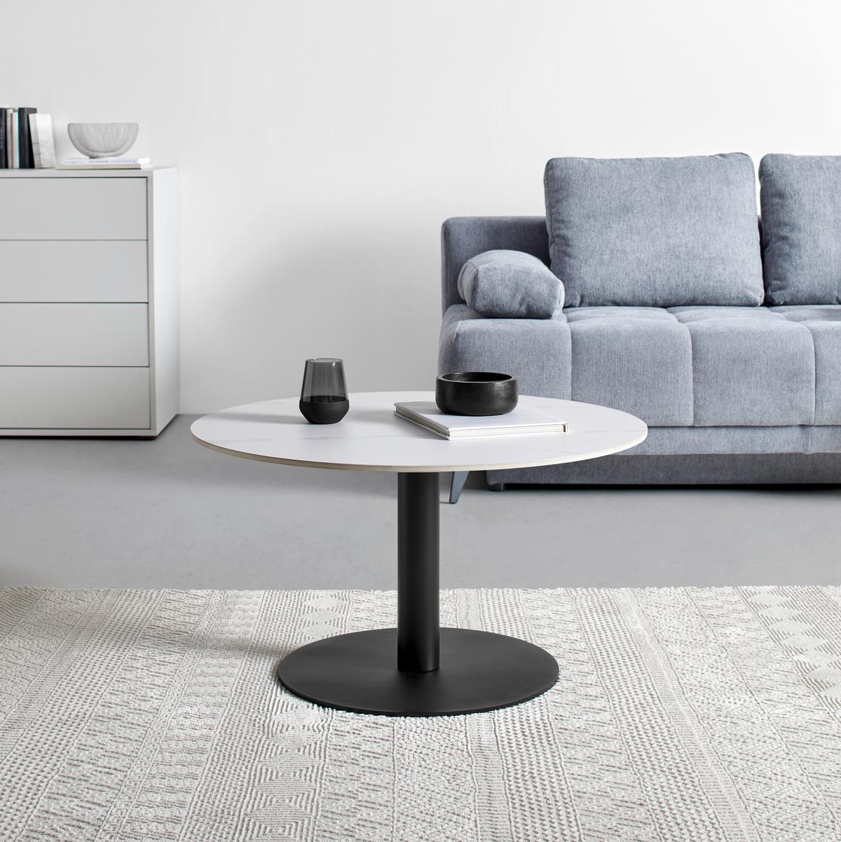 Konferenčný stolek BURSA - bílá/černá, Moderní, kov/keramika (80/80/45cm) - Mömax