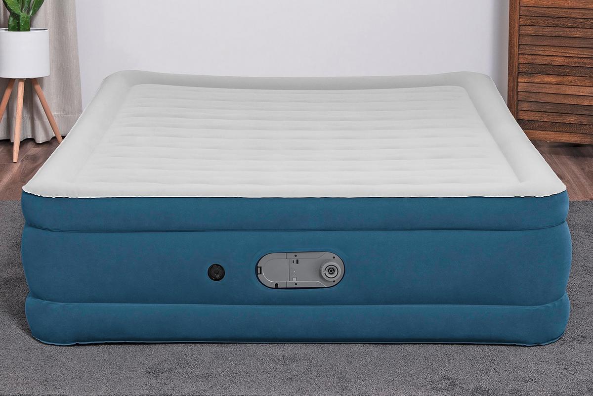 Luftbett Sara 203x152x46 Cm Bis 300kg, Inkl. Pumpe - Dunkelblau/Grau, KONVENTIONELL, Kunststoff/Metall (203/152/46cm) - Bestway