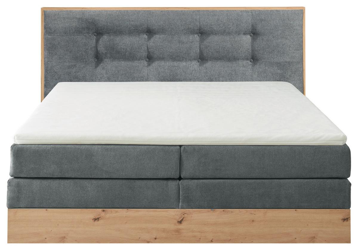 Boxspringbett Mit Topper & Bettkasten 180x200 Preston - Hellgrau, MODERN, Holz/Holzwerkstoff (180/200cm) - Livetastic