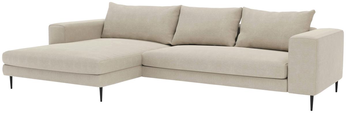 Eckschlafsofa Aurora Ii - Beige/Schwarz, MODERN, Textil (315/170cm) - Trendmanufaktur