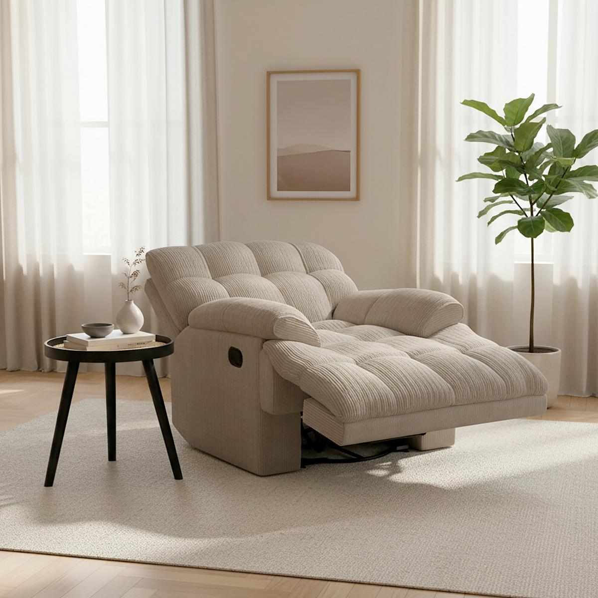 Relaxační křeslo NATALIE, šedá - šedá/černá, Moderní, kov/dřevo (98/94/106cm) - Bessagi Home