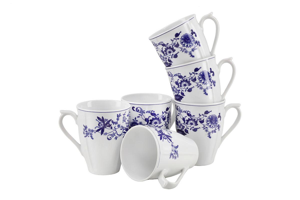 Tassenset Blau/Weiß Flora 300 ml - Blau/Weiß, Basics, Keramik (300ml) - Creatable
