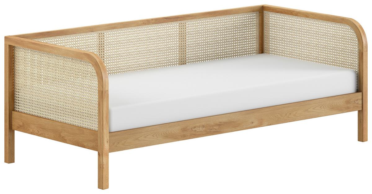 Bett Olive Eichefarben 90x200cm - Eichefarben/Nickelfarben, MODERN, Holz/Holzwerkstoff (90/200cm) - Vipack