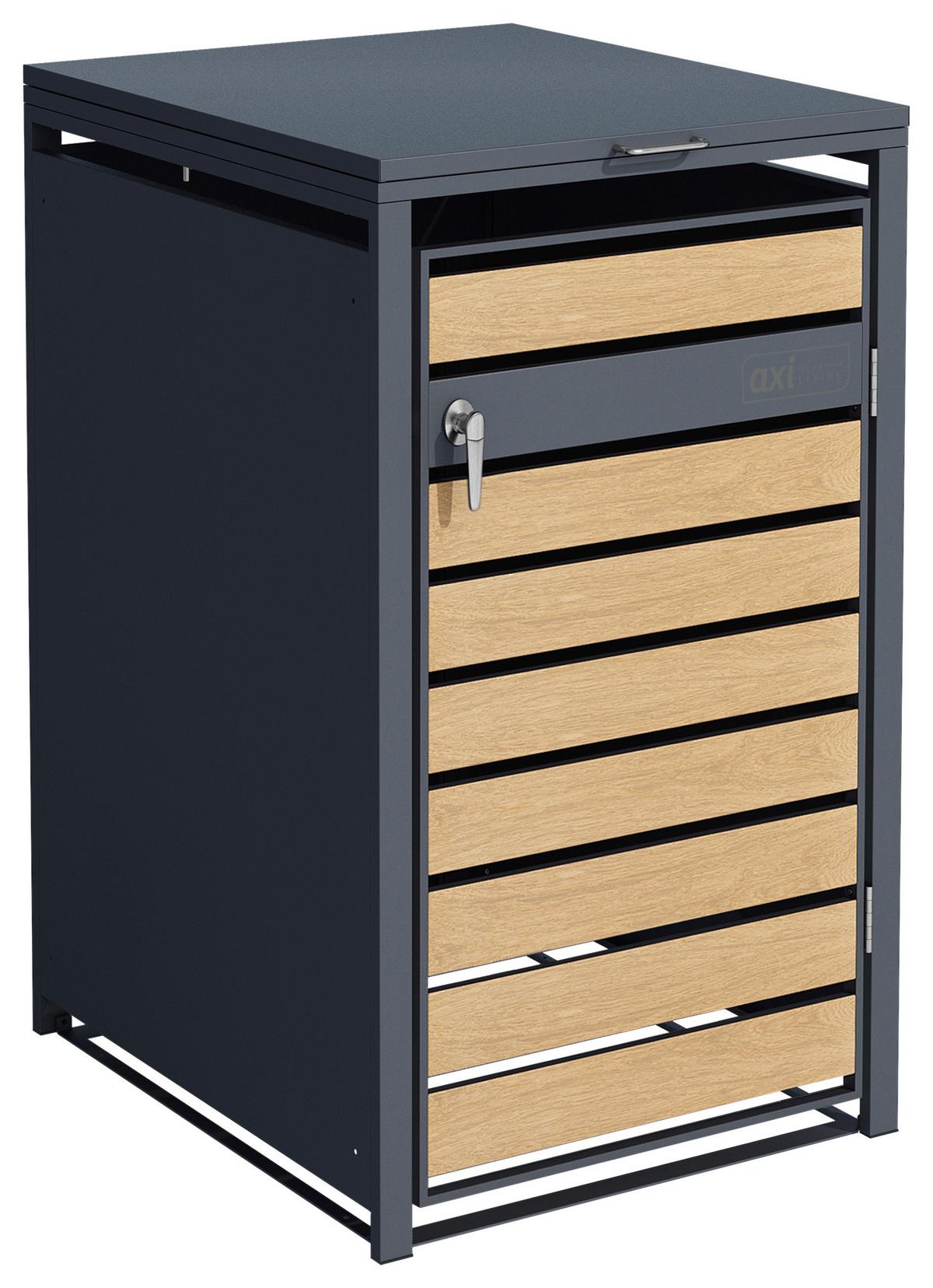 Mülltonnenbox A093.001.00 - Anthrazit/Braun, KONVENTIONELL, Metall (68/116/68cm) - Ambia Garden