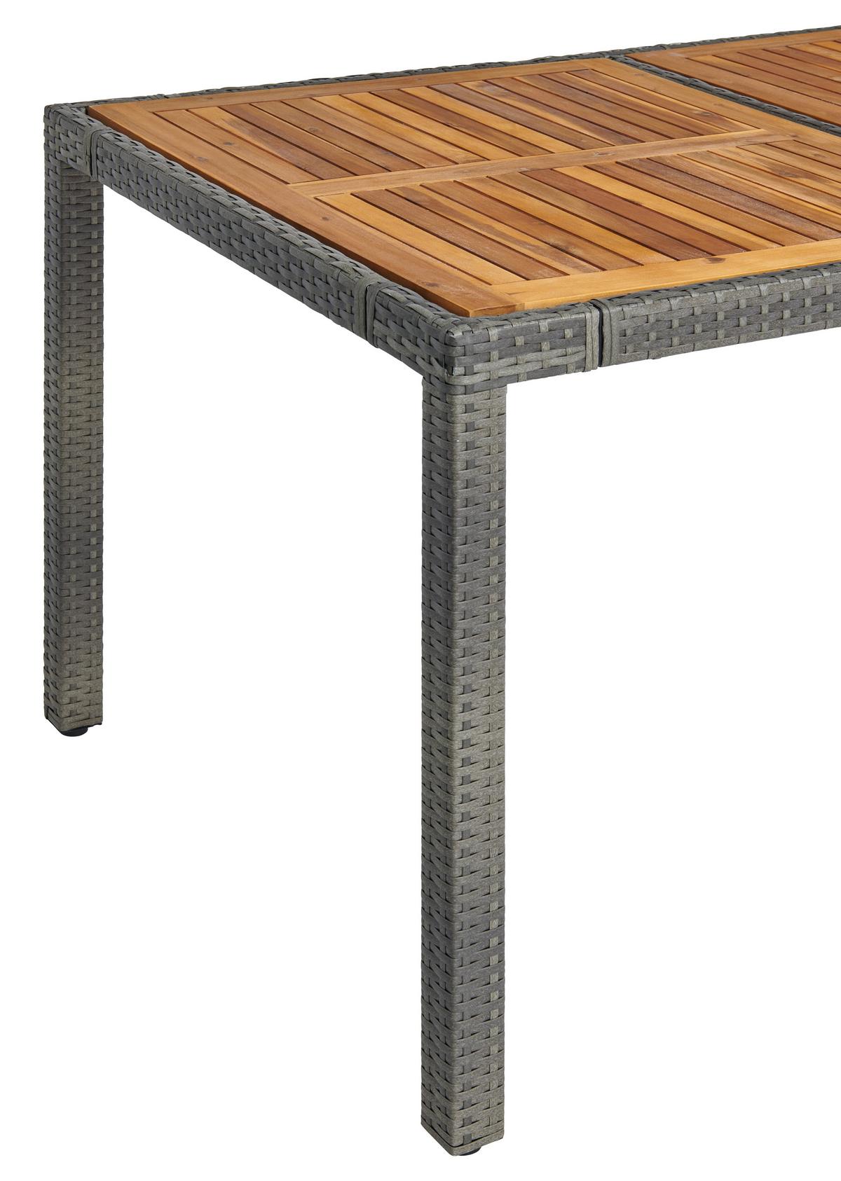 Gartengarnitur Korfu 7-teilig Aus Poly-Rattan Mit Kissen - Grau, MODERN, Holz/Kunststoff (150/90/75cm) - Luca Bessoni