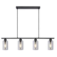 Hängeleuchte Hadera H: 120 Cm 4-Flammig, Rauchglas - Schwarz, Basics, Glas/Metall (98/10/120cm) - Globo