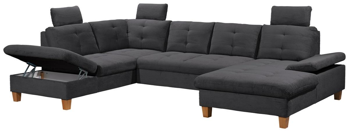 Wohnlandschaft Ascot Anthrazit U: 220x324x170 Cm - Eichefarben/Anthrazit, KONVENTIONELL, Textil (220/324/170cm) - MID.YOU