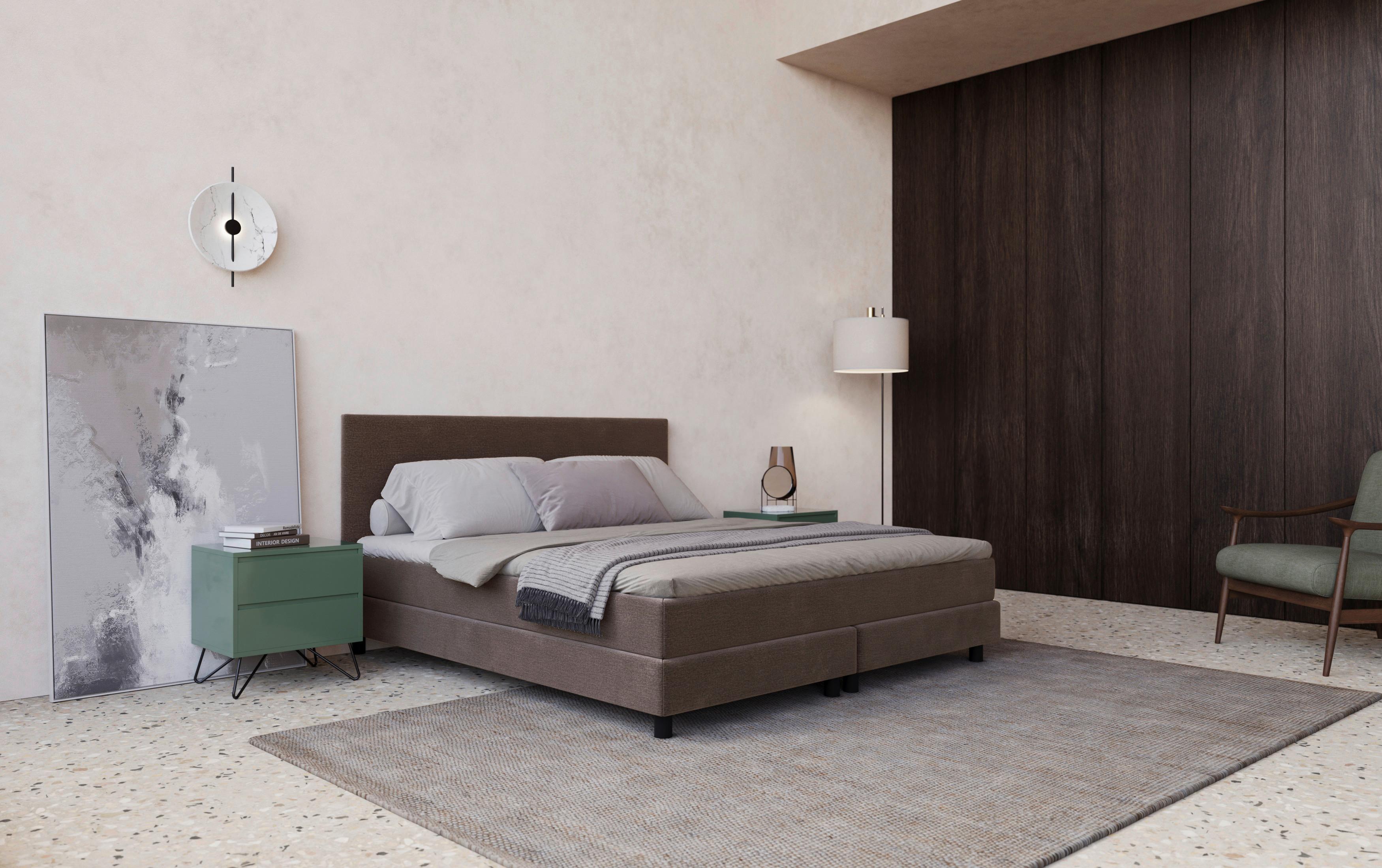 Boxbett mit Topper Andorra 160x200 cm Dunkelbraun - Dunkelbraun/Schwarz, MODERN, Holzwerkstoff/Textil (160/200cm) - MID.YOU