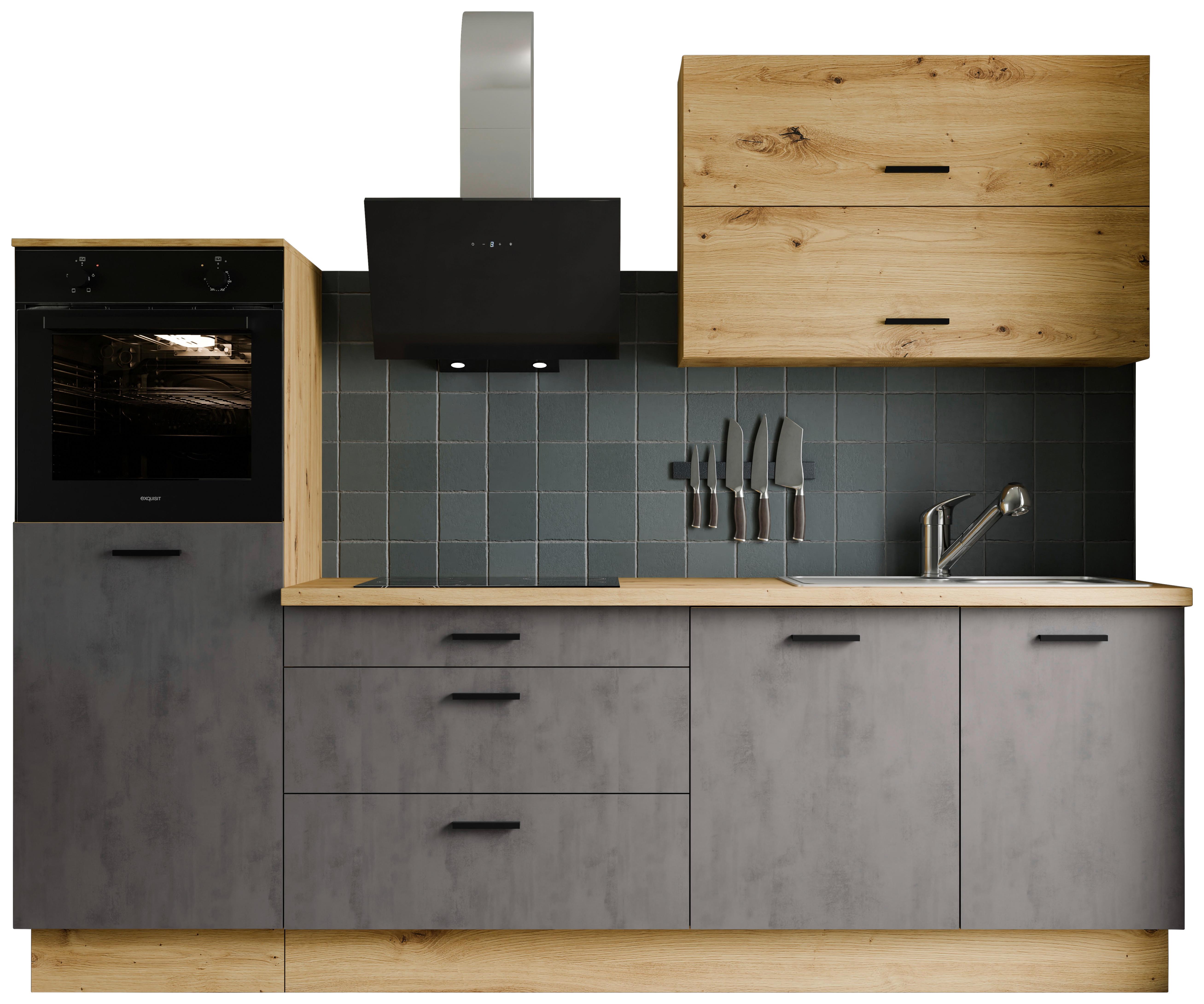 Kuchynský blok BOBBI Bez spotrebičov, šírka 260 cm - čierna/antracitová, Basics, kompozitné drevo/plast (260/210/60cm) - P & B