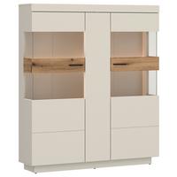 Vitrine Lightning Eichefarben/Kaschmir B: 125 cm - Kaschmir/Eichefarben, MODERN, Glas/Holzwerkstoff (125/149,5/34,6cm)