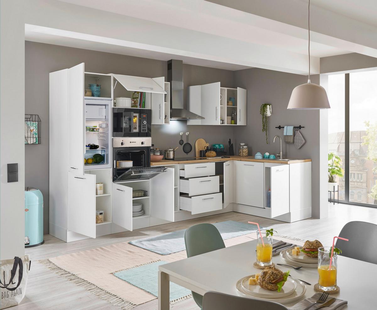 Eckküche Turin Weiss/Eiche Dekor 340x175 cm - Weiß/Eiche Artisan, Basics, Holzwerkstoff (340/175cm) - MID.YOU