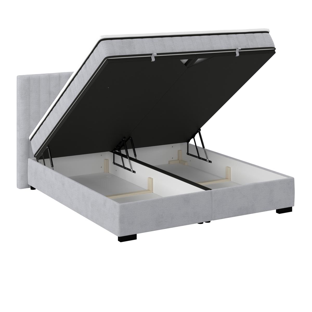 Boxbett Maya inkl. Bettkasten Grau 180x220 cm - Schwarz/Grau, MODERN, Holz/Holzwerkstoff (180/220cm)