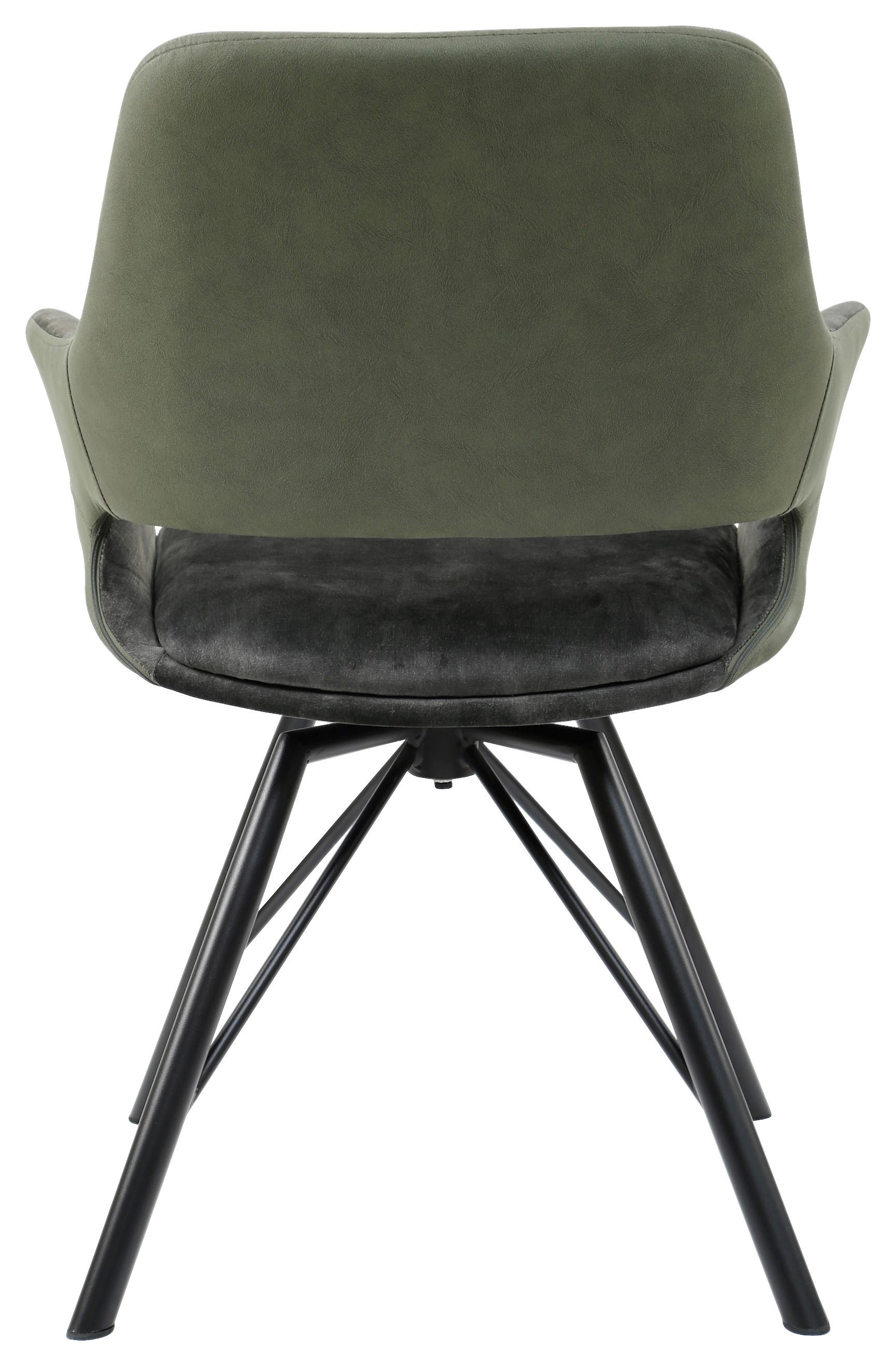 ŽIDLE S PODRUČKAMI ADRIANA - černá/zelená, Moderní, kov/dřevo (61/85/63cm) - Mömax