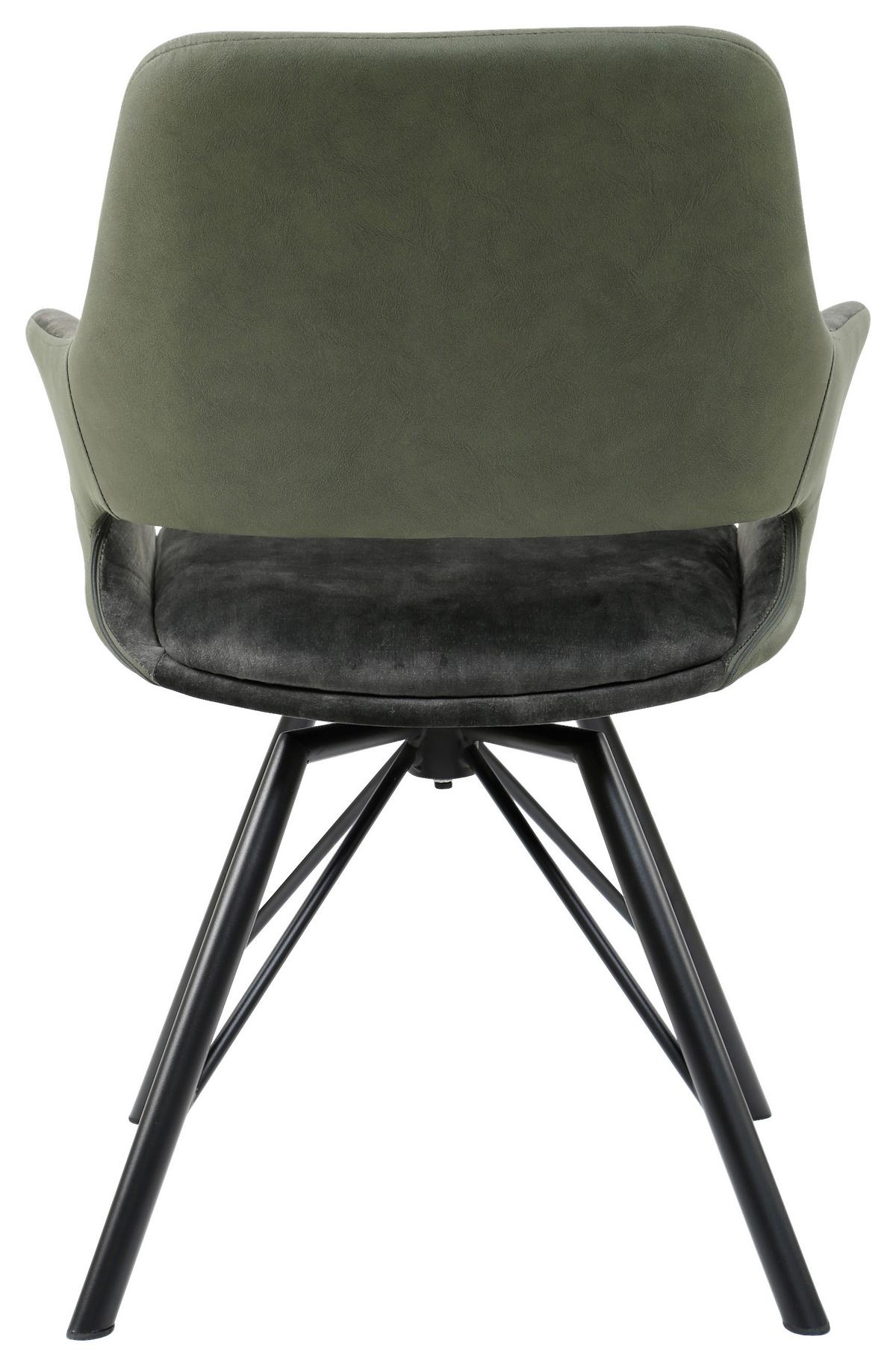 Armlehnstuhl Adriana Grün - černá/zelená, Moderní, kov/dřevo (61/85/63cm) - Mömax