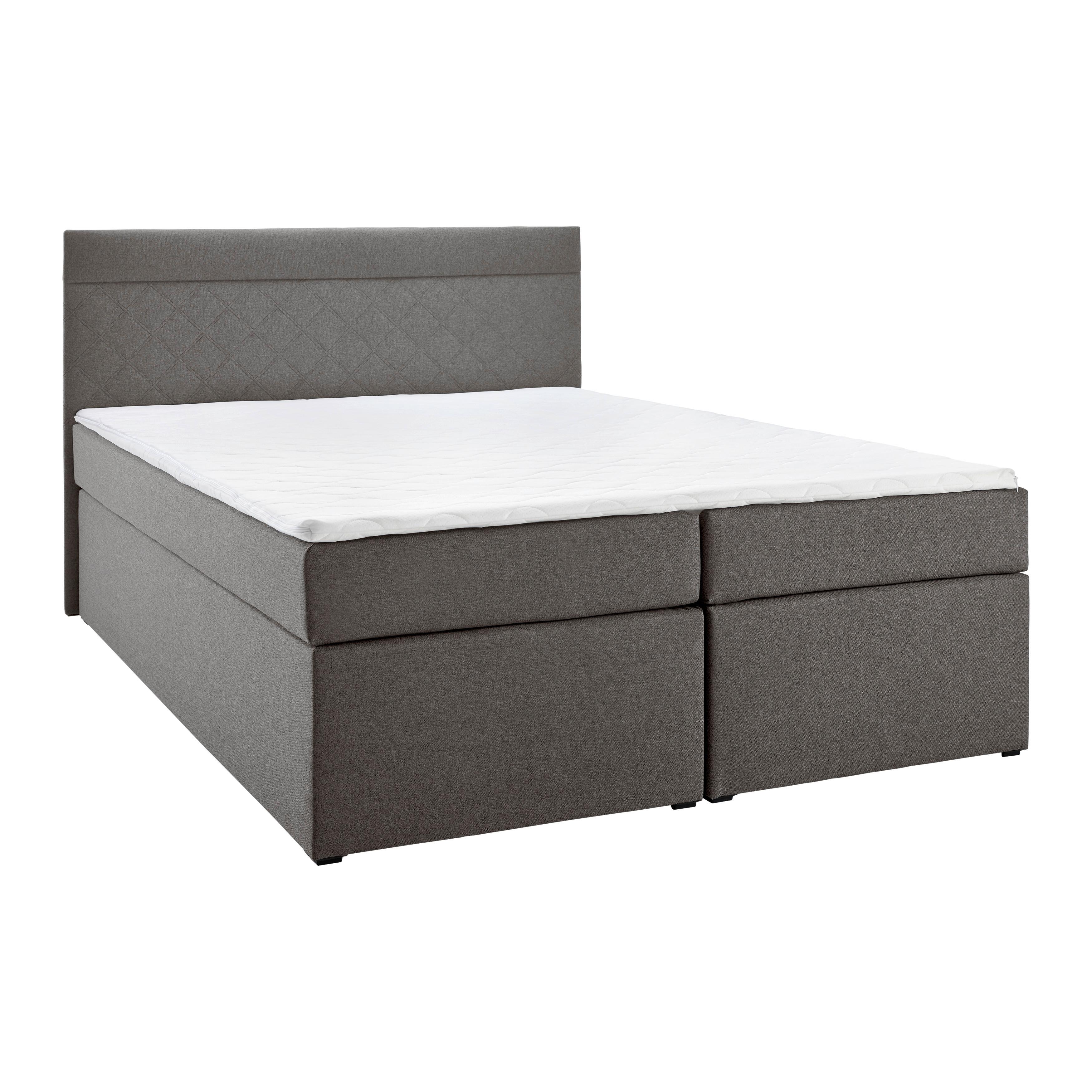 Boxspring posteľ s topperom Rosa 140x200 cm, tmavosivá - čierna/sivá, Modern, drevo/kompozitné drevo (140/200cm) - Bessagi Home