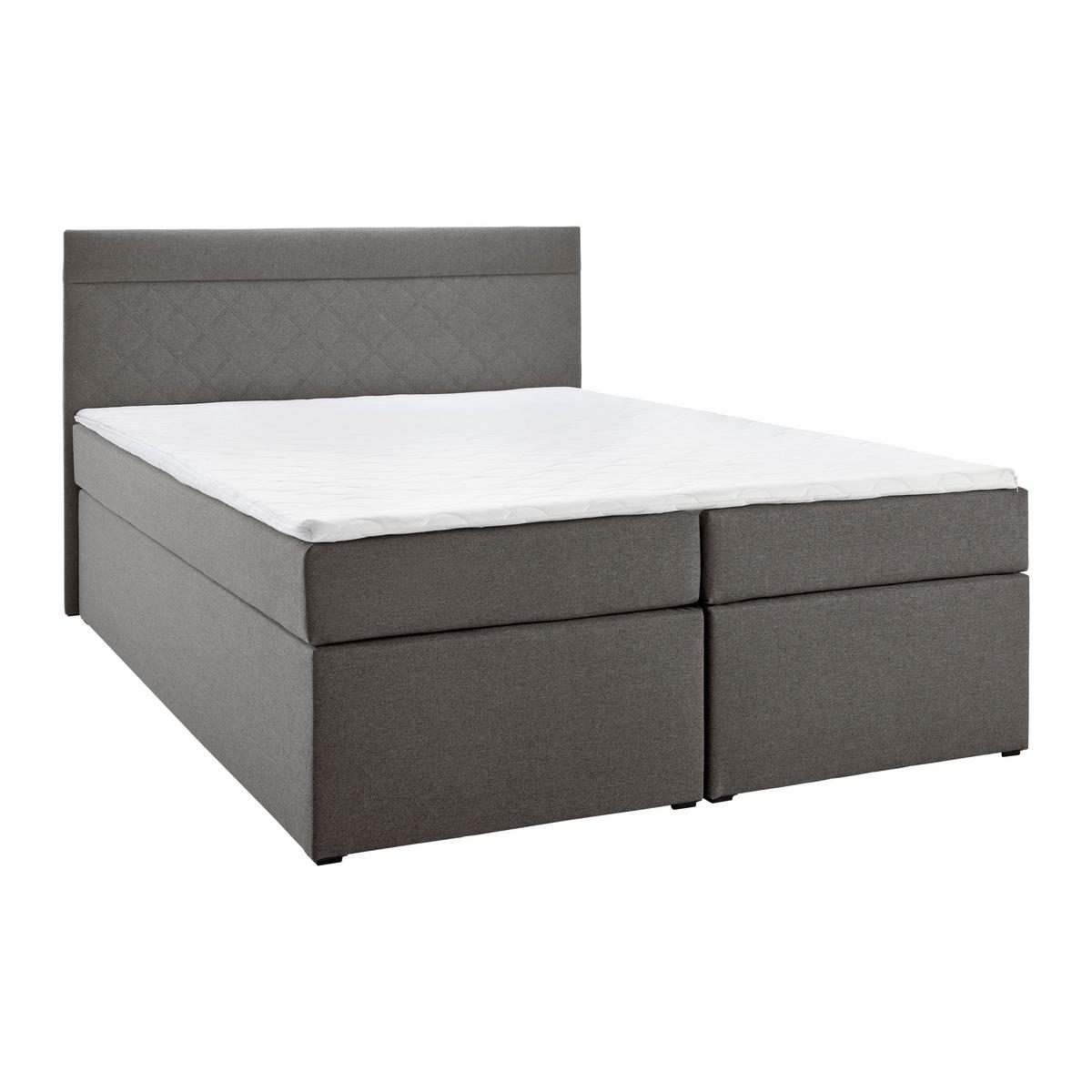 Boxspring posteľ s topperom Rosa 140x200 cm, tmavosivá - čierna/sivá, Modern, drevo/kompozitné drevo (140/200cm) - Bessagi Home