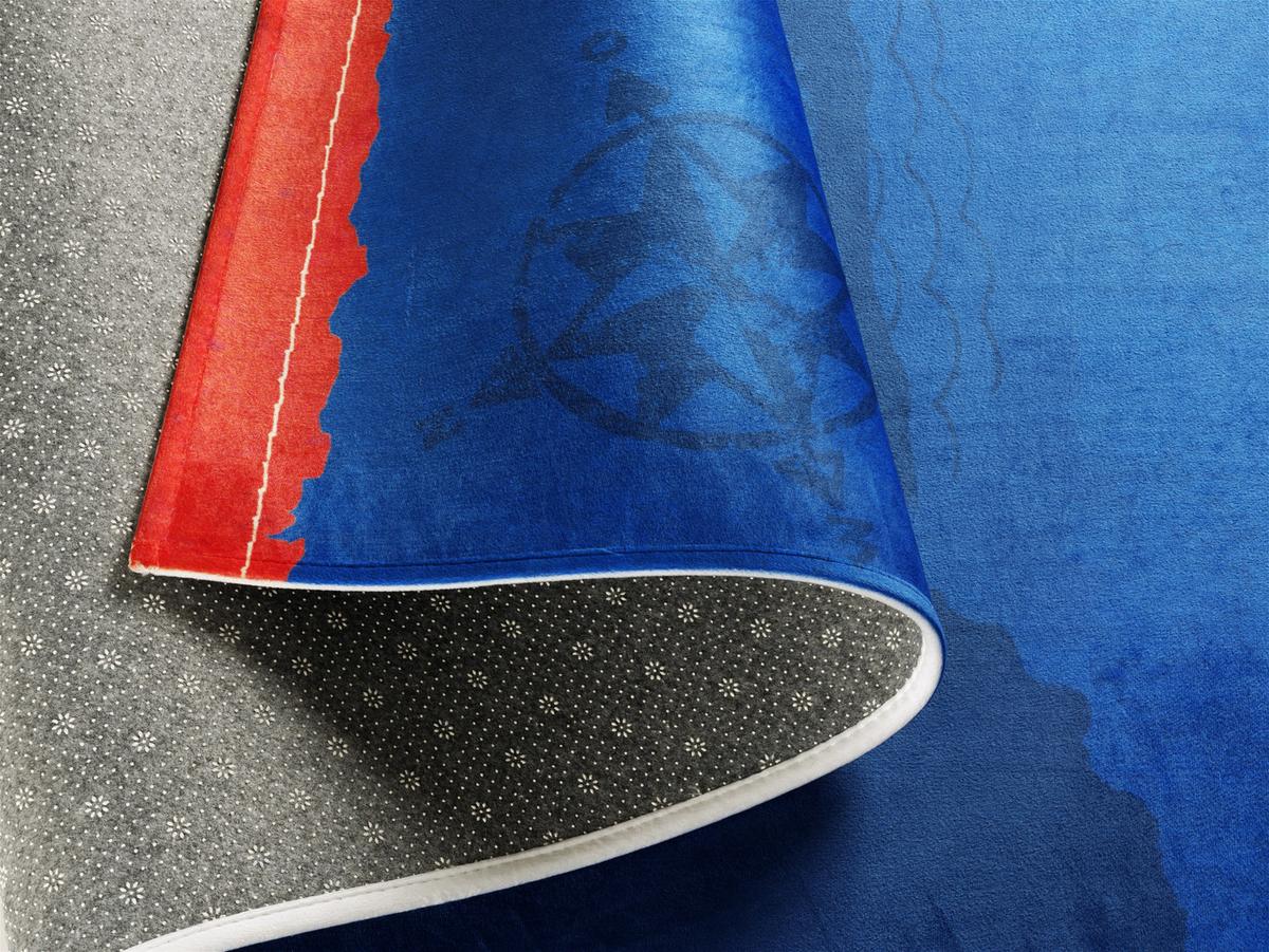 Kinderteppich Pirat Blau/rot 100x160 Cm - Blau/Rot, Trend, Textil (100/160cm)