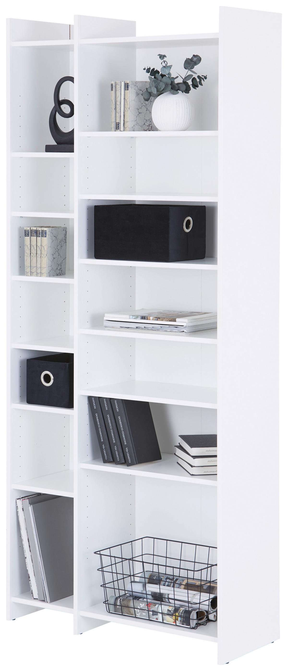 Regal Lenny B: 80cm Weiß Lenny Pr 23083-Reg/191/80 - Schwarz/Weiß, MODERN, Holzwerkstoff (80/191/31,8cm)