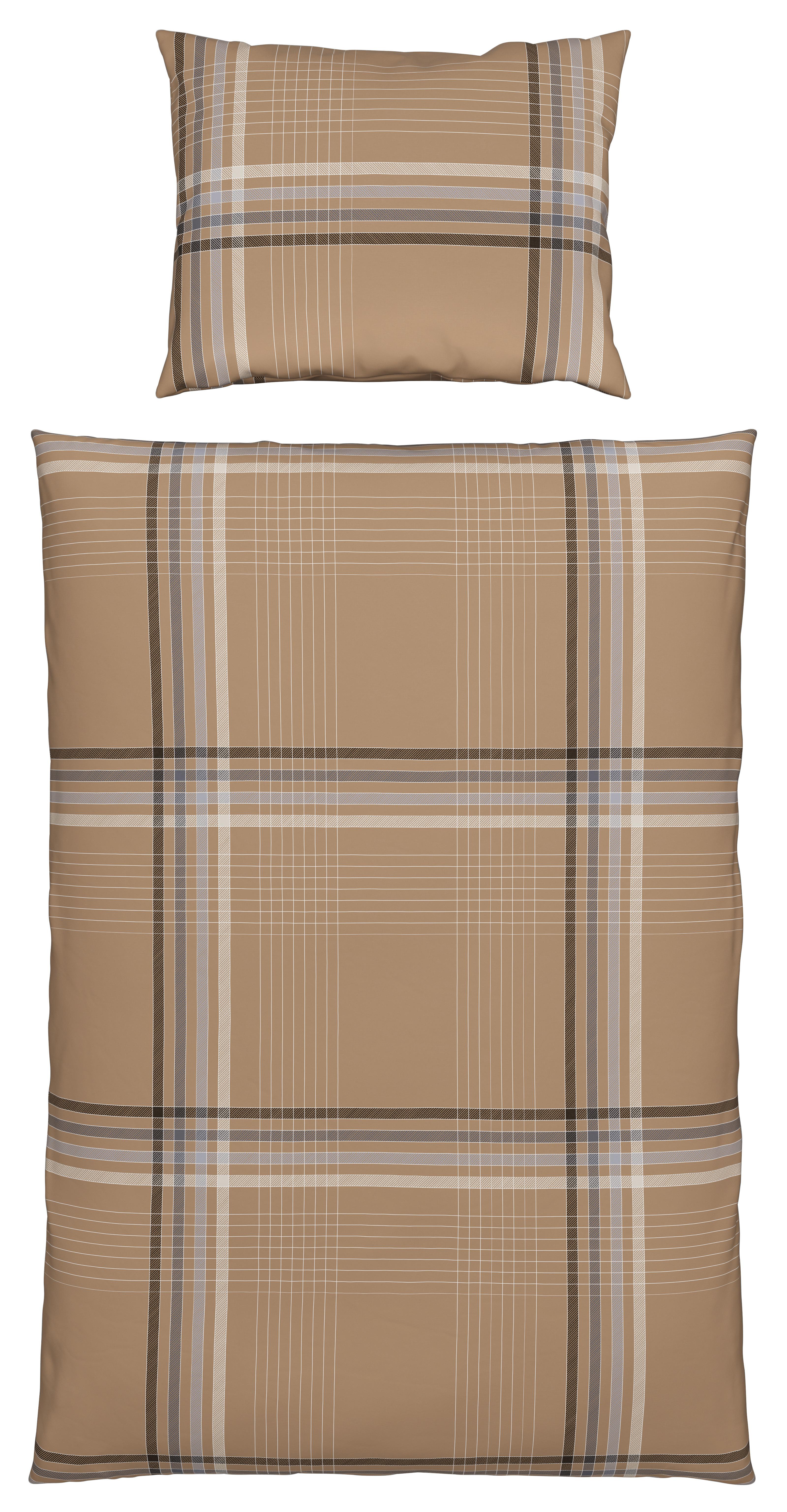 Renforcé Bettwäsche 140x200 cm Sanella Baumwolle Hellbraun - Hellbraun, MODERN, Textil - Luca Bessoni