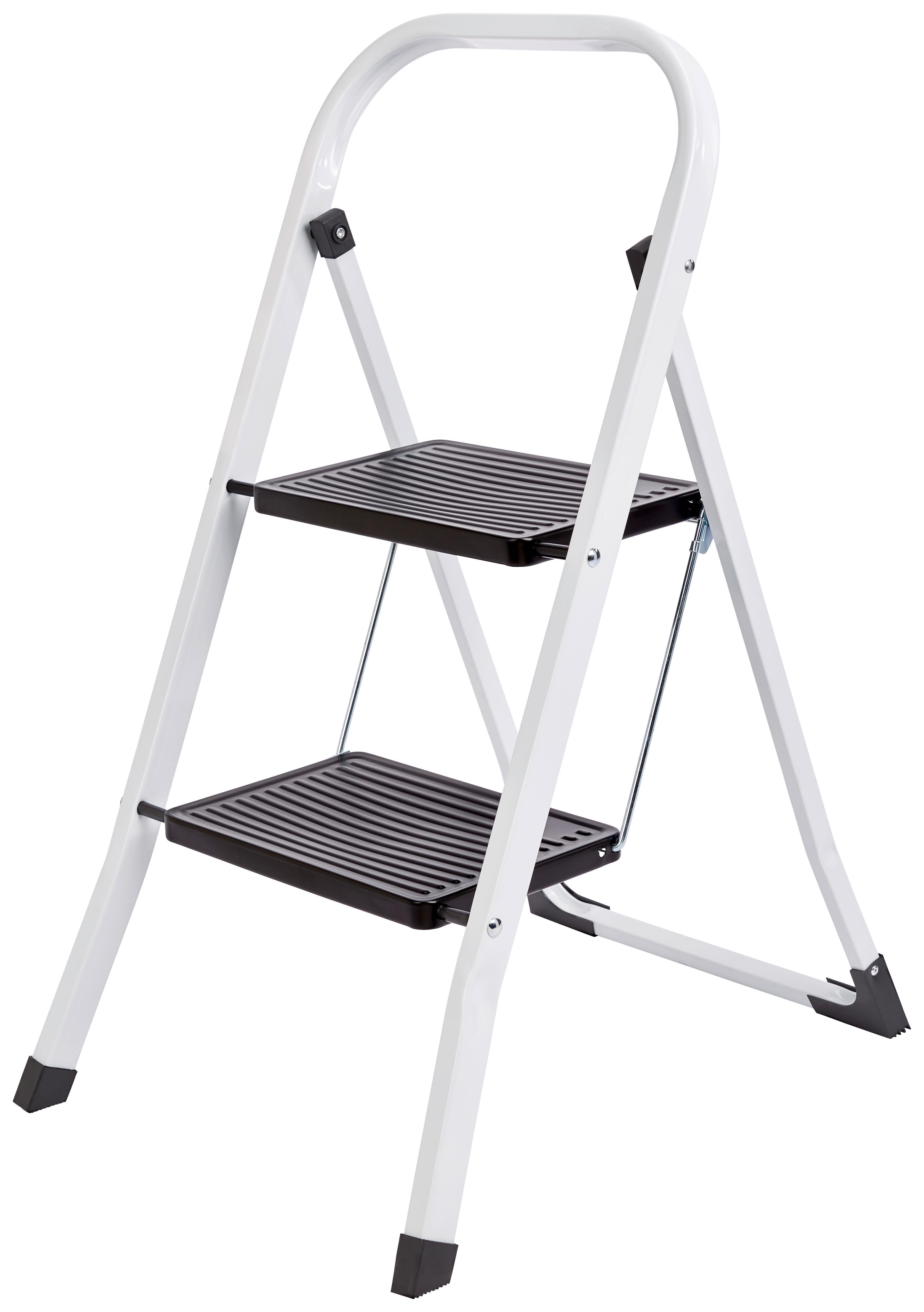 Klapptritt Hagen mit Zwei Stufen, Bis 150 Kg - Schwarz/Weiß, Kunststoff/Metall (46,5/81/54cm) - Homezone