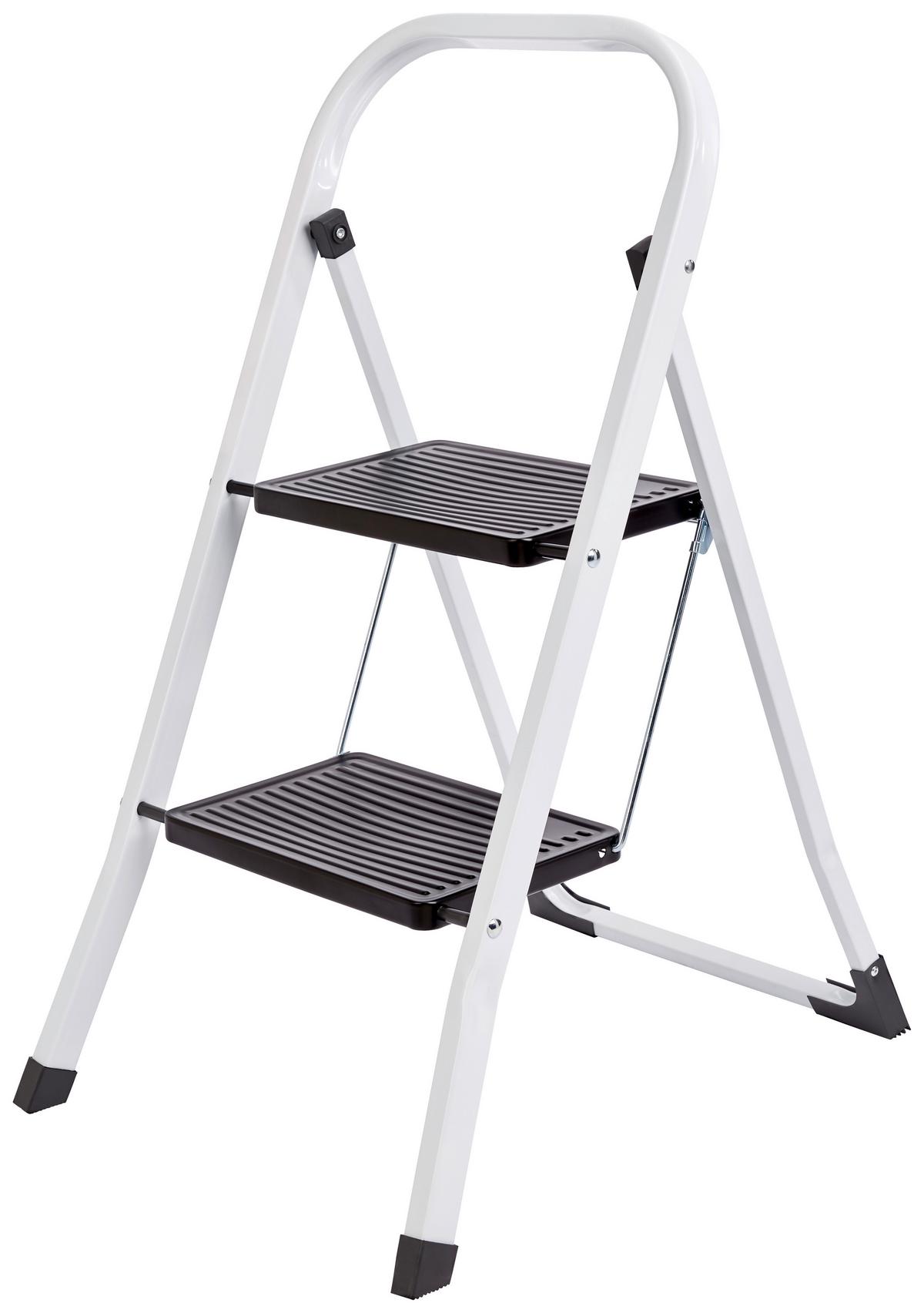 Klapptritt Hagen mit Zwei Stufen, Bis 150 Kg - Schwarz/Weiß, Kunststoff/Metall (46,5/81/54cm) - Homezone