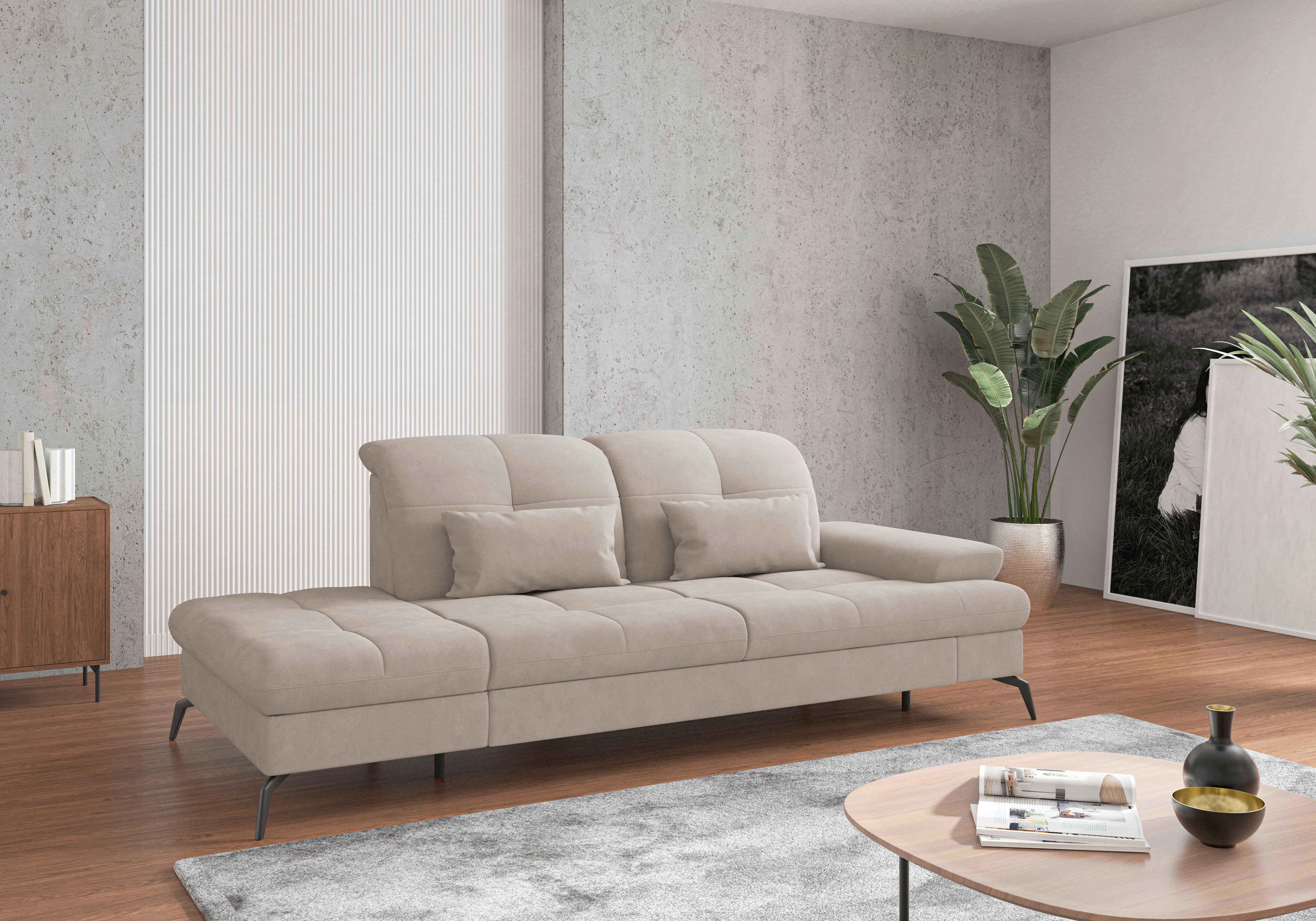 RÉCAMIERE Amica E, Greige B: 231 cm - Greige/Schwarz, KONVENTIONELL, Textil (231/90/122cm) - Sit & More
