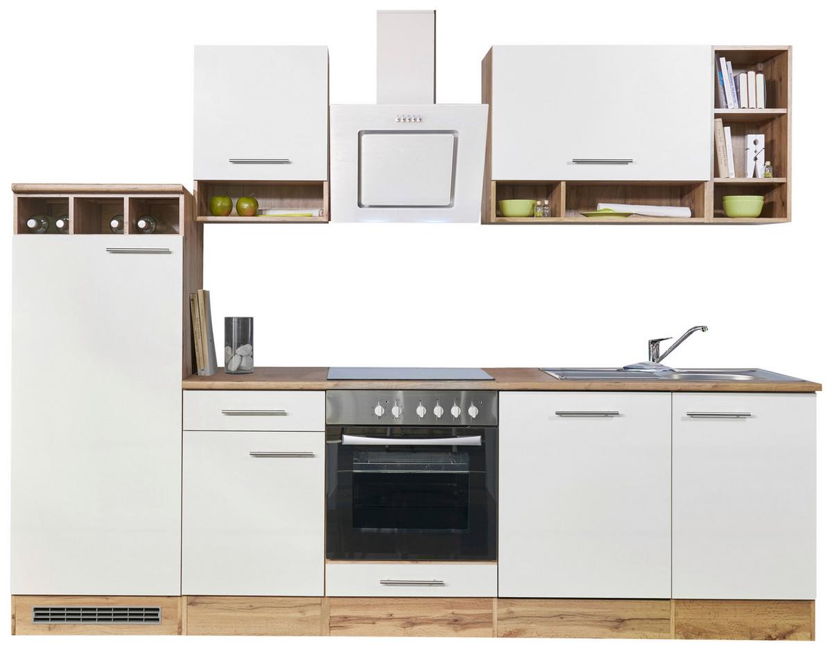 Küchenzeile ohne Geräte B: 280 cm Weiß/Wildeiche Dekor - Wildeiche/Weiß, Basics, Holzwerkstoff (280/205/60cm) - Respekta