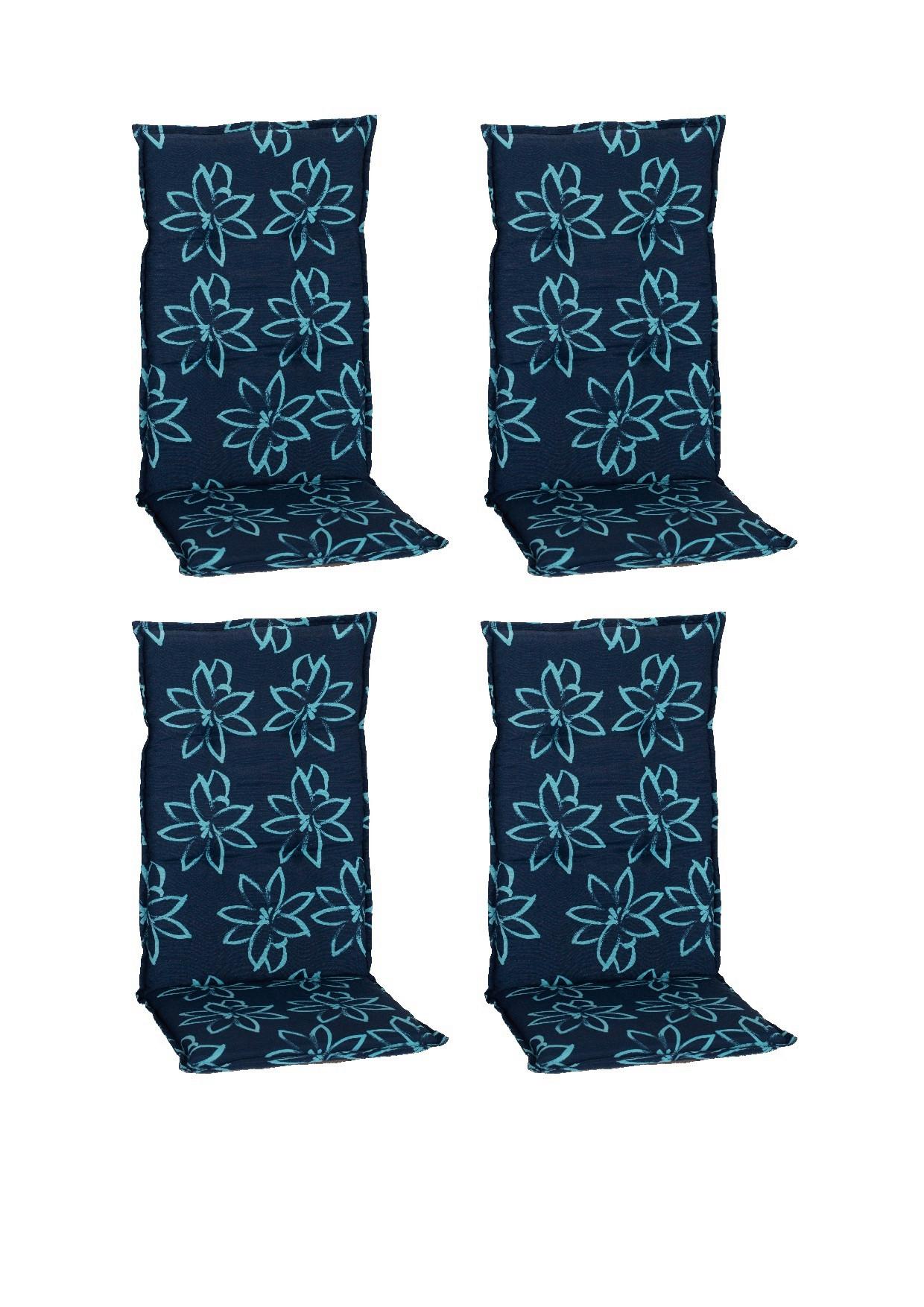Hochlehner Auflagen 4er-Set Bunde 118x50x6cm Blau - Blau/Hellblau, Basics, Textil (118/50/6cm) - Gardenson