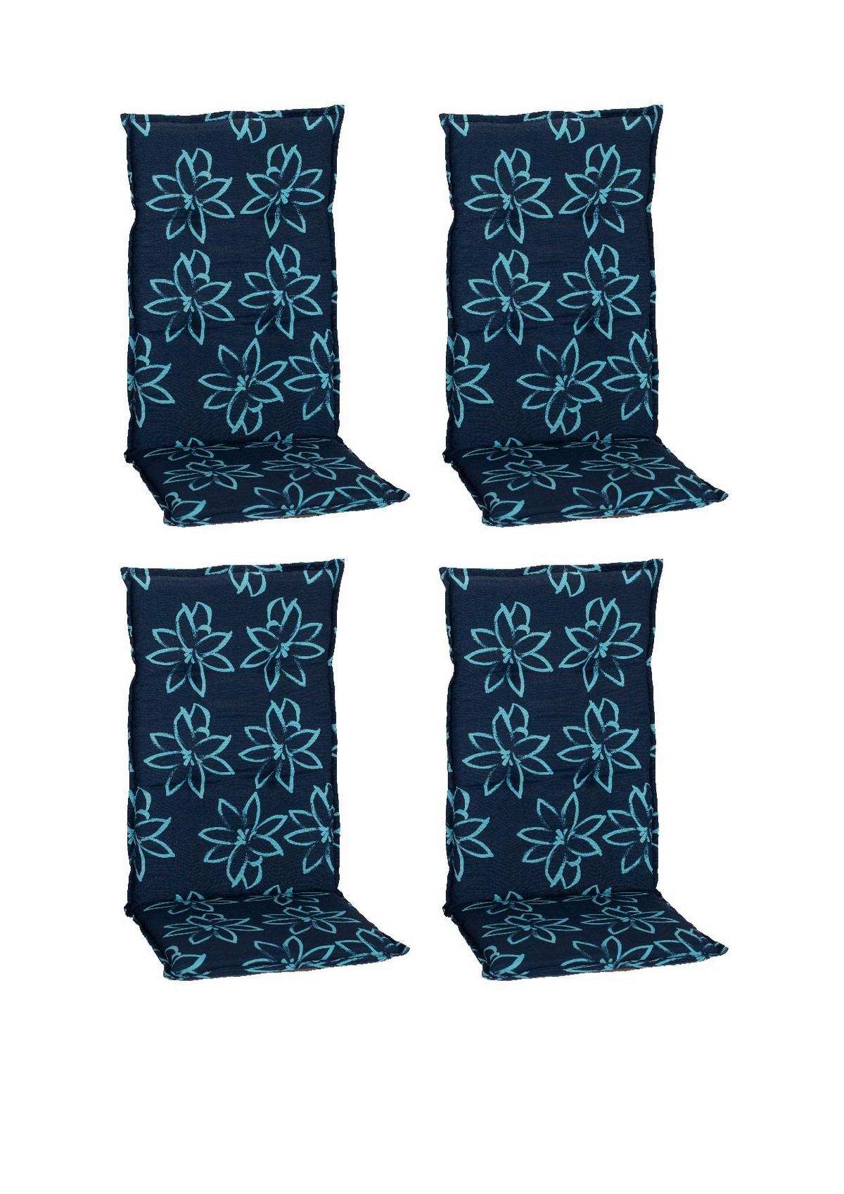 Hochlehner Auflagen 4er-set Bunde 118x50x6cm Blau - Blau/Hellblau, Basics, Textil (118/50/6cm) - Gardenson